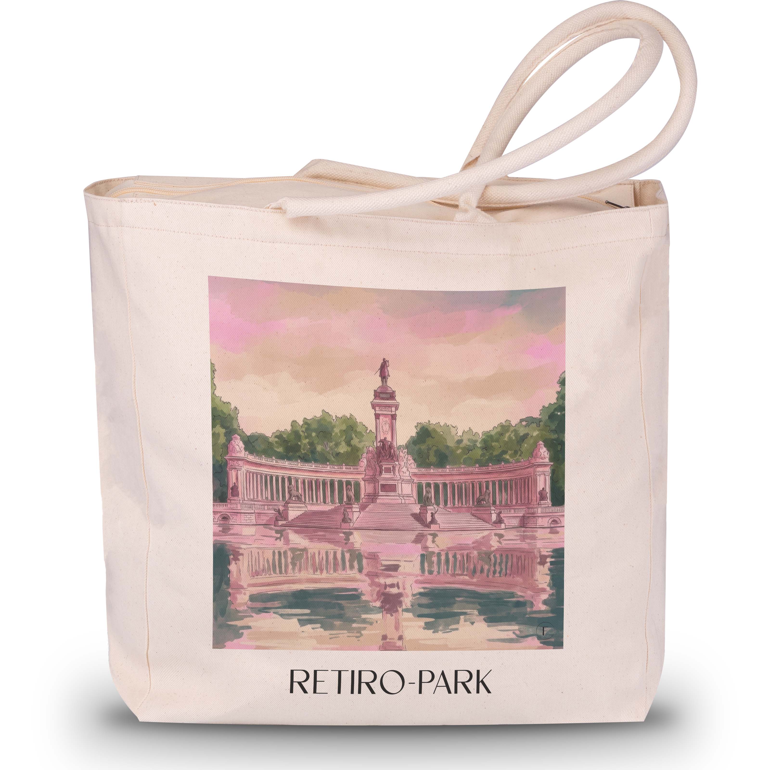 retiro-park-madrid-spanien-einkaufstasche-aquarell-pink-rosa