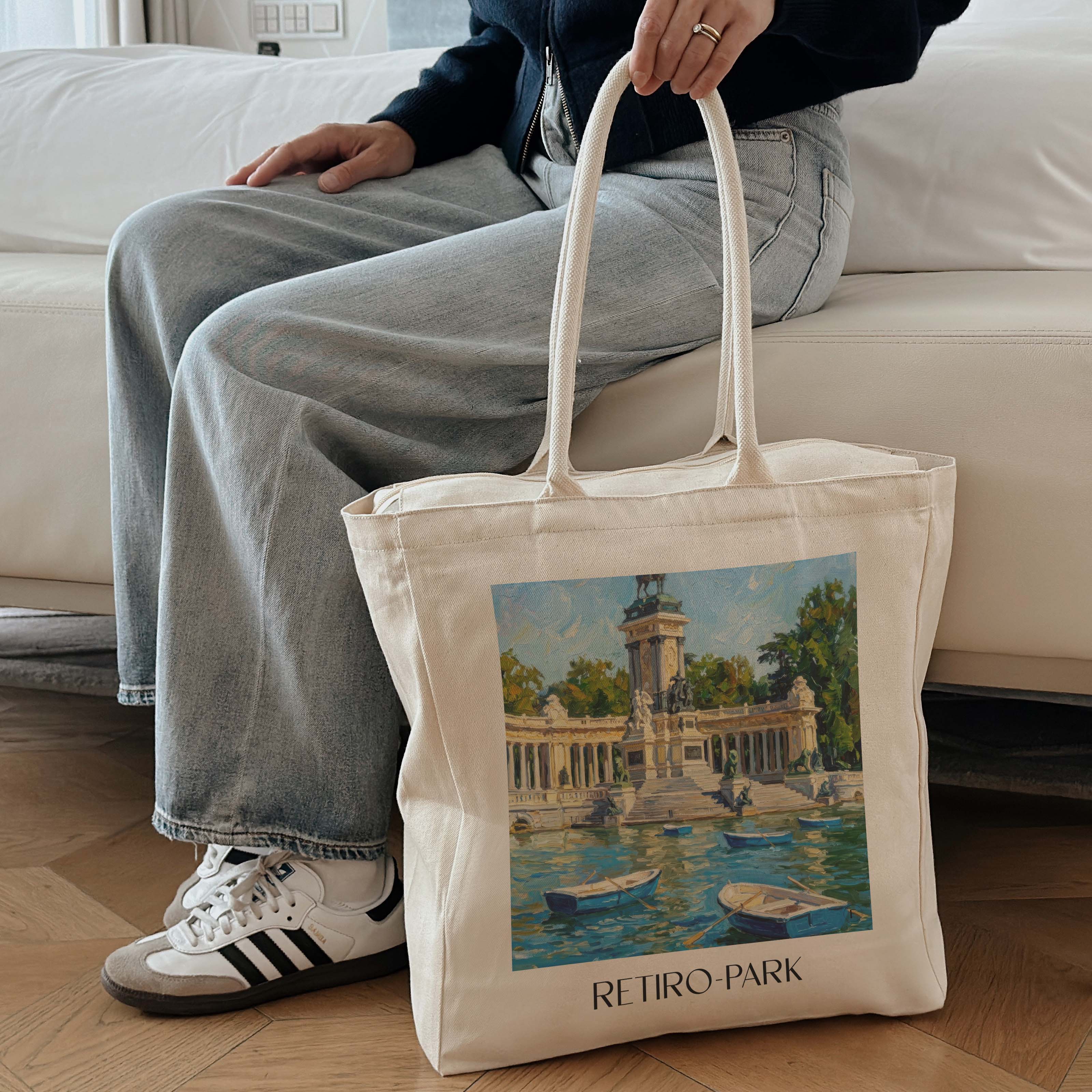 retiro-park-madrid-spanien-einkaufstasche-oil-painting-oelgemaelde