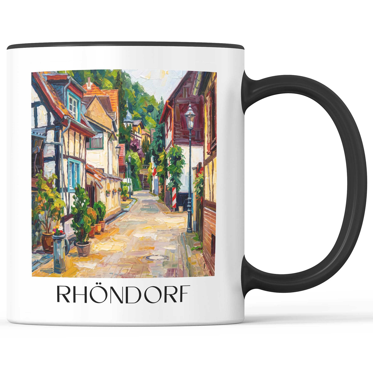 Rhöndorf Kaffeebecher - Mittelrhein - Deutschland Becher - Kaffeetasse im Ölgemälde Stil - favplace