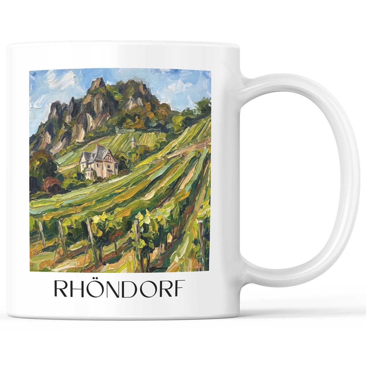 Rhöndorf Kaffeebecher - Rheinland - Deutschland Becher - Kaffeetasse im Ölgemälde Stil - favplace