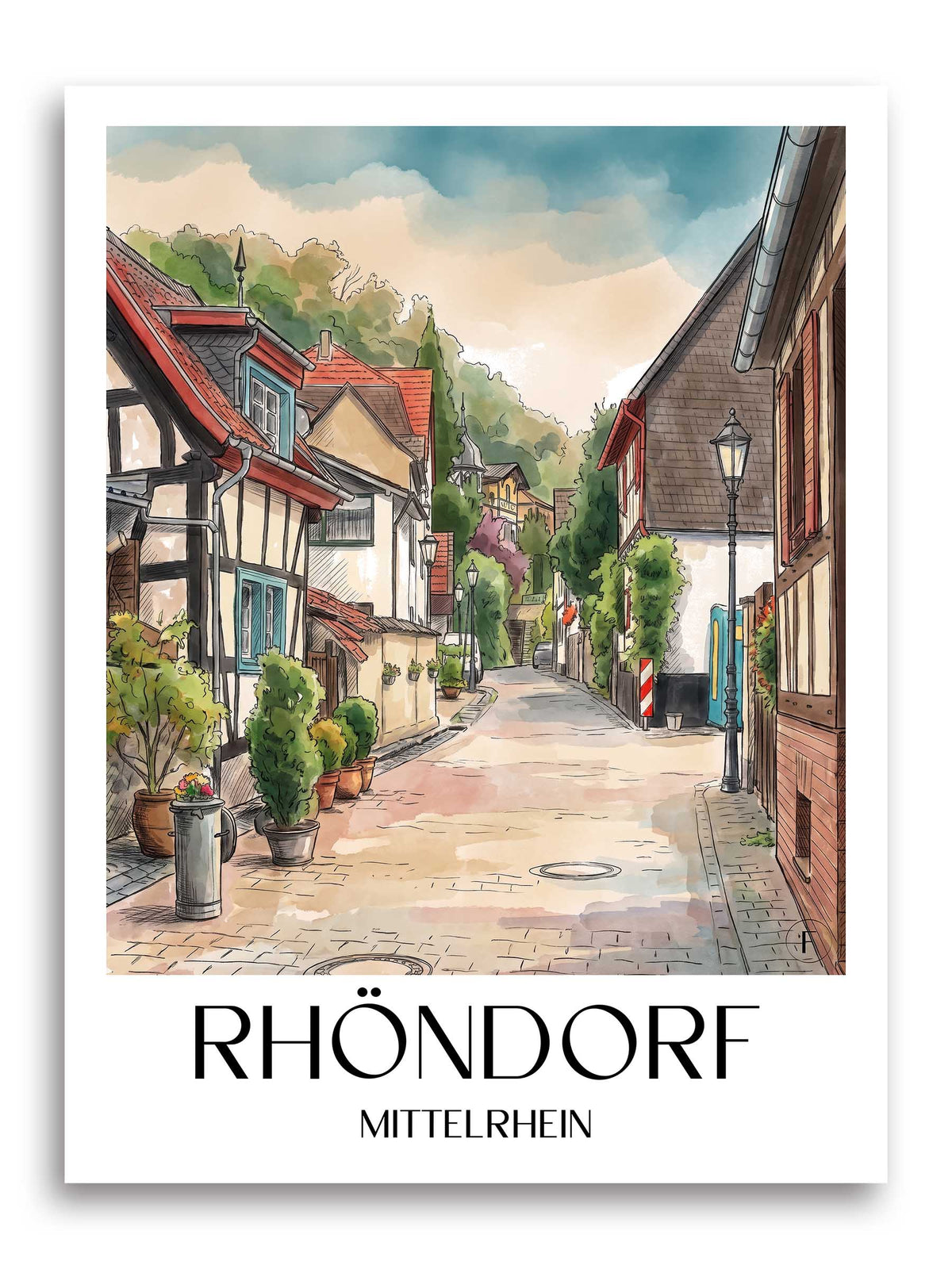 rhöndorf-mittelrhein-deutschland-poster-aquarell
