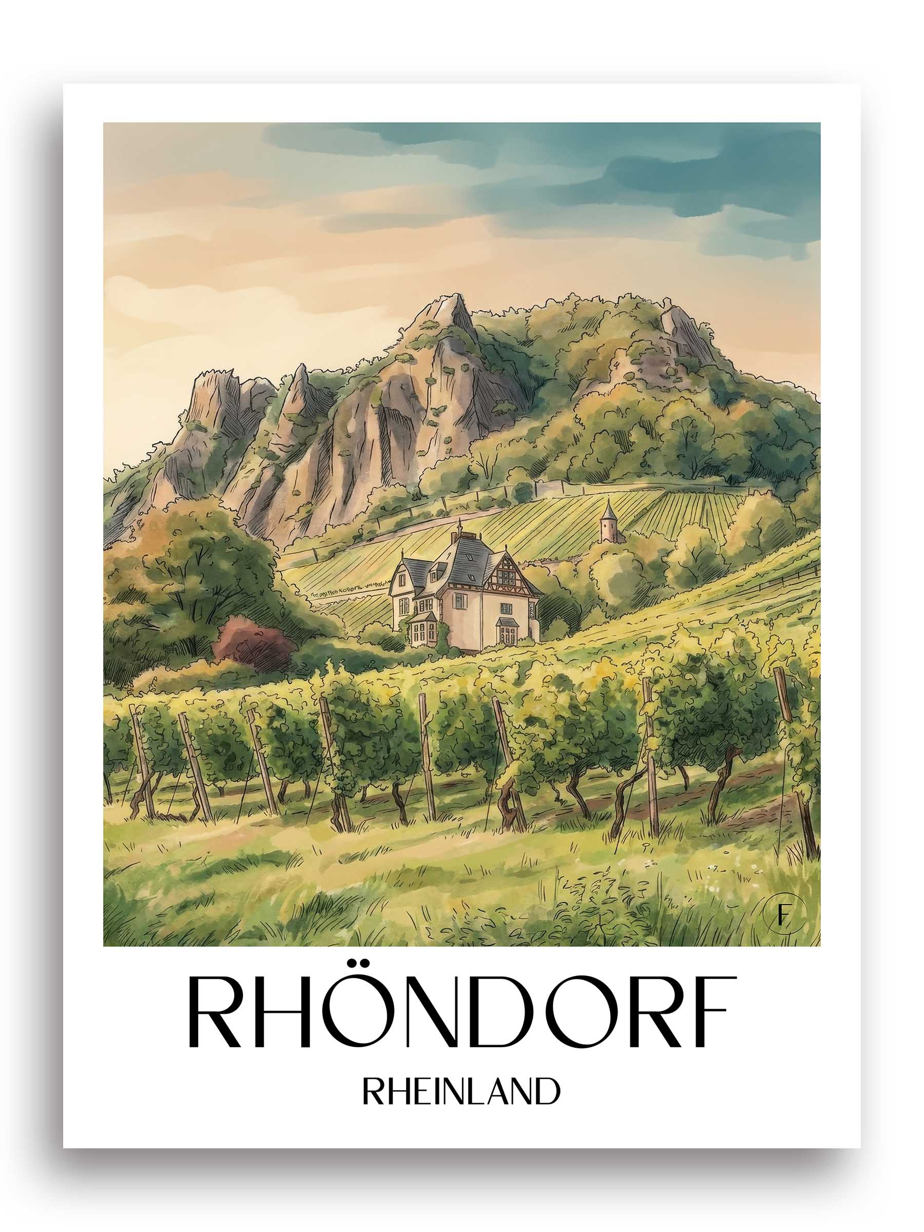 rhöndorf-rheinland-deutschland-poster-aquarell
