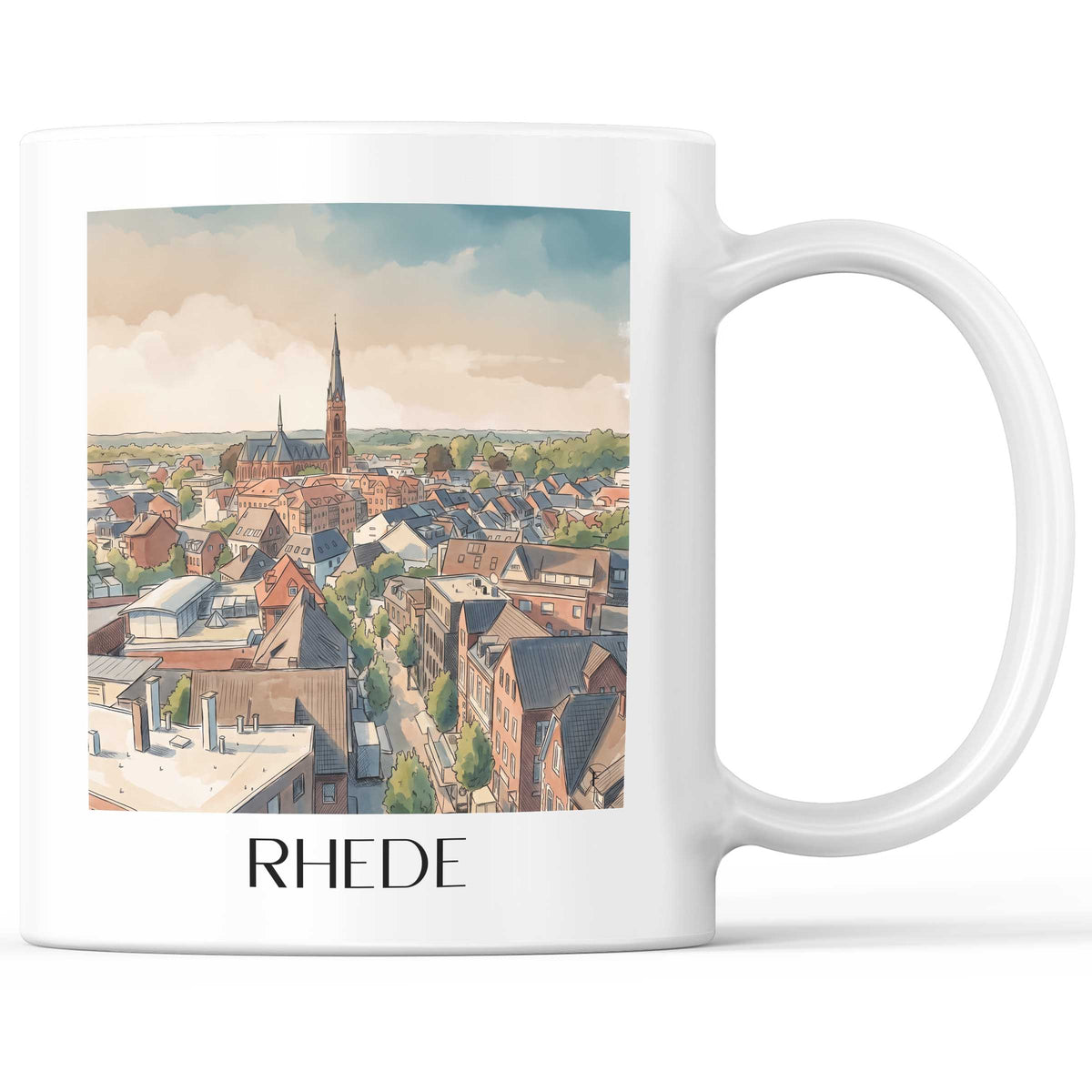 Rhede Kaffeebecher - Westmünsterland - Deutschland Becher - Kaffeetasse im Aquarell Stil - favplace