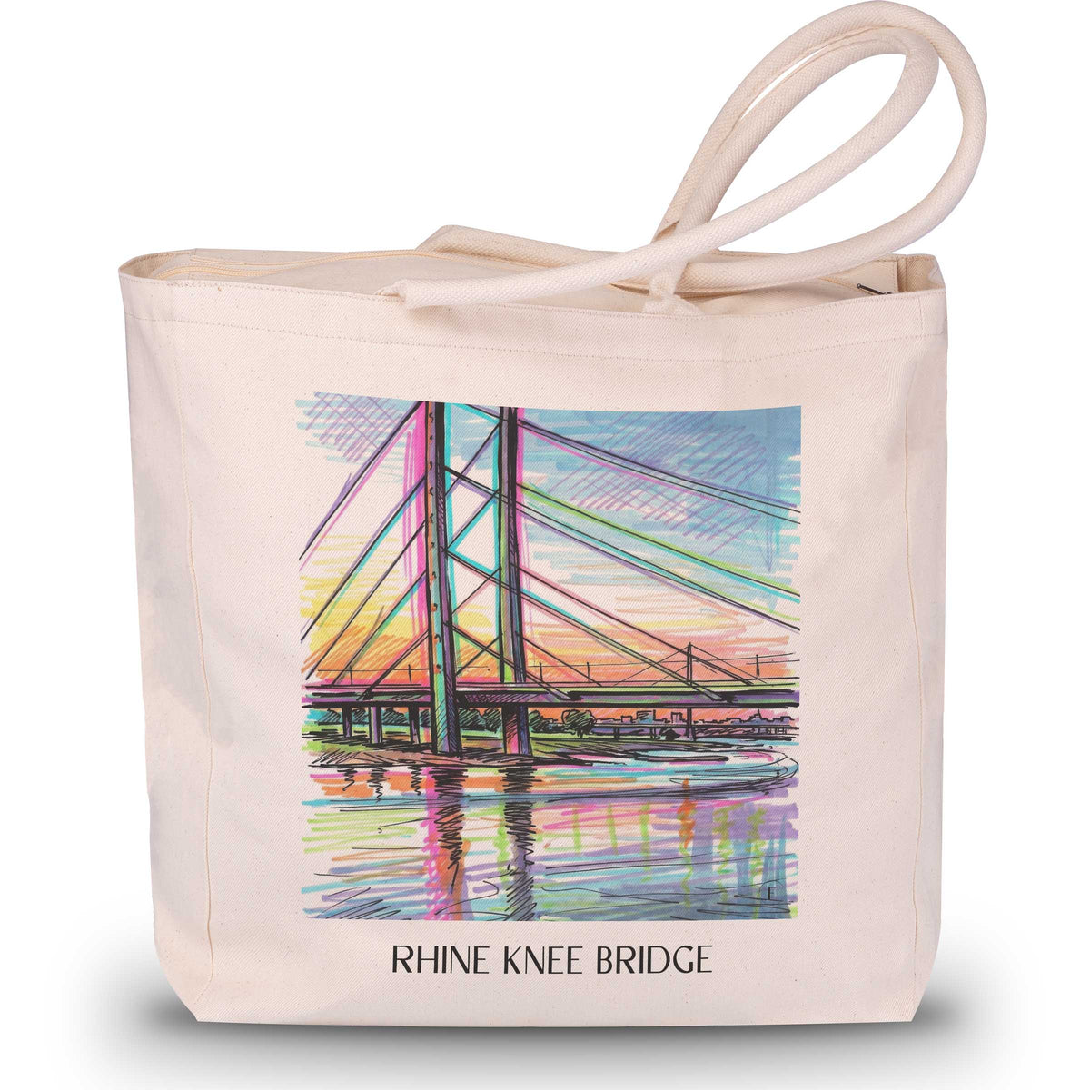 Rheinkniebrücke Shopping Tasche - Düsseldorf - Deutschland Tote Bag - Einkaufstasche im Tag Graffiti Stil - favplace