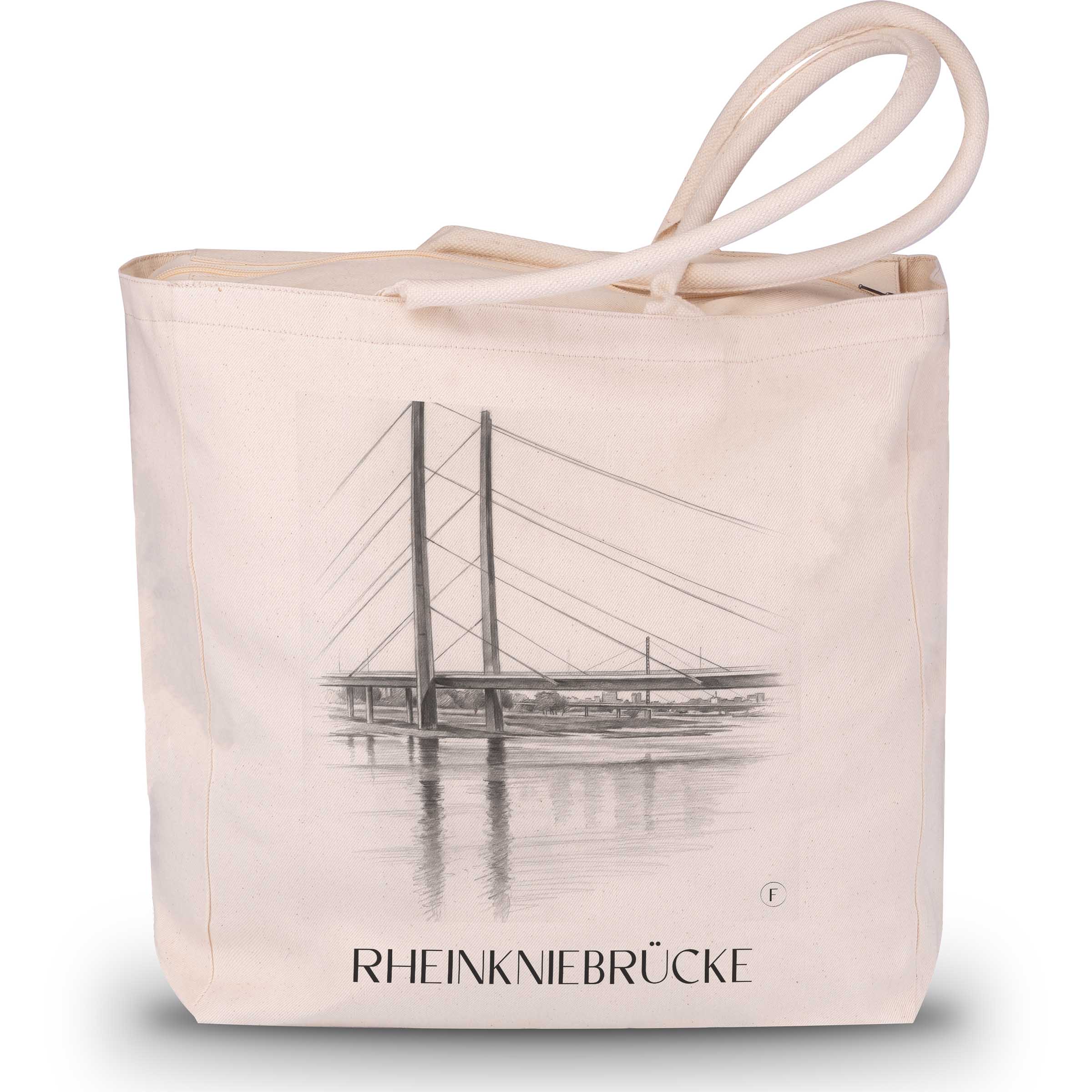 rheinkniebrücke-düsseldorf-deutschland-einkaufstasche-bleistift-zeichnung-drawing