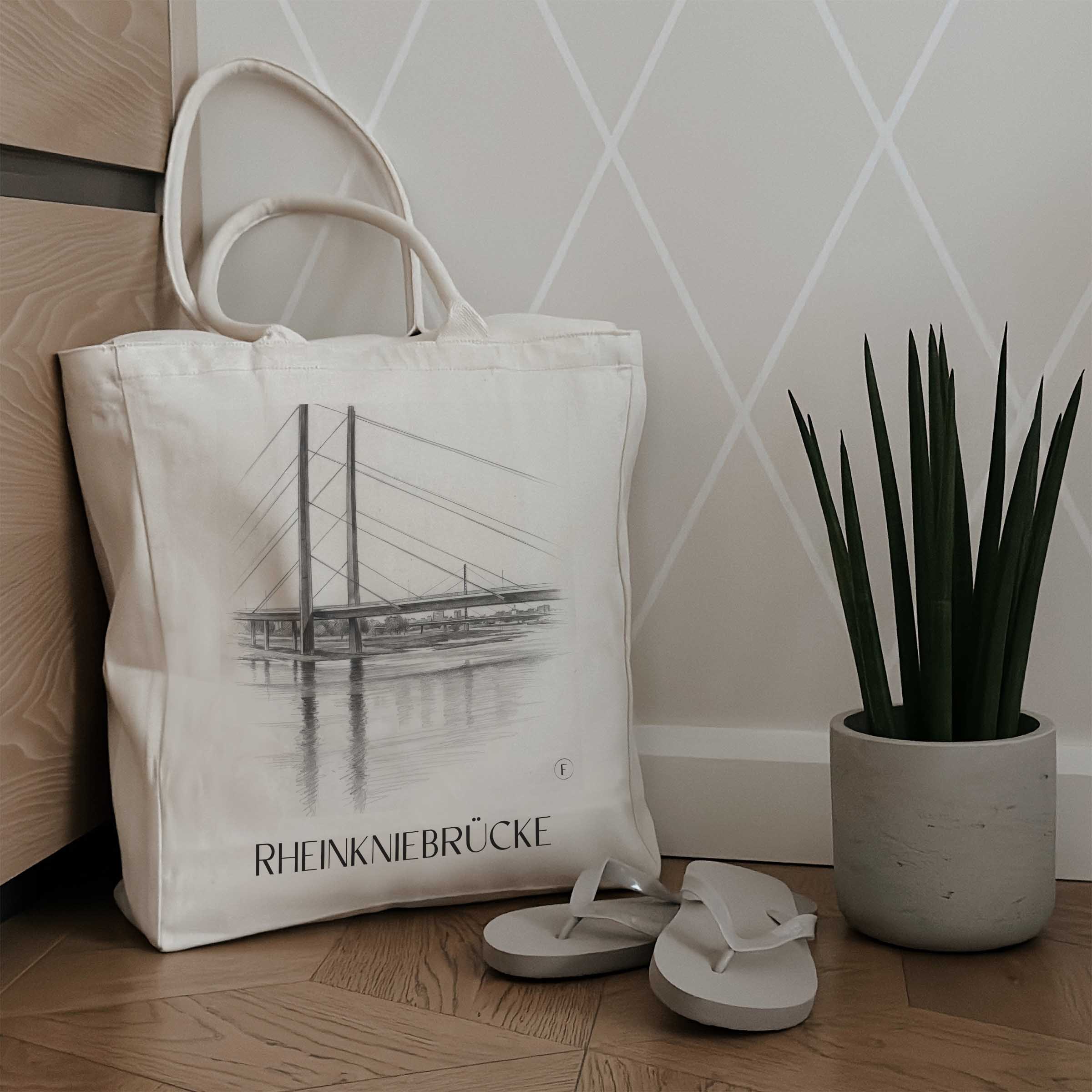 rheinkniebrücke-düsseldorf-deutschland-einkaufstasche-bleistift-zeichnung-drawing