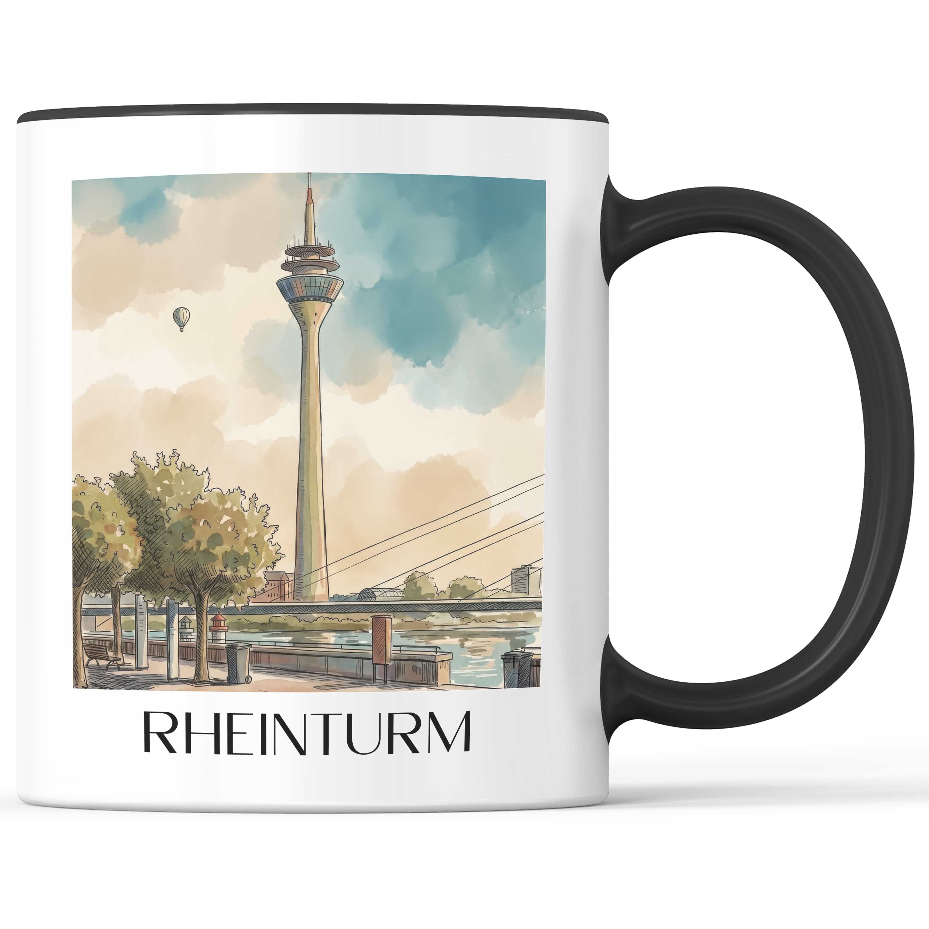 rheinturm-düsseldorf-deutschland-kaffeebecher-aquarell