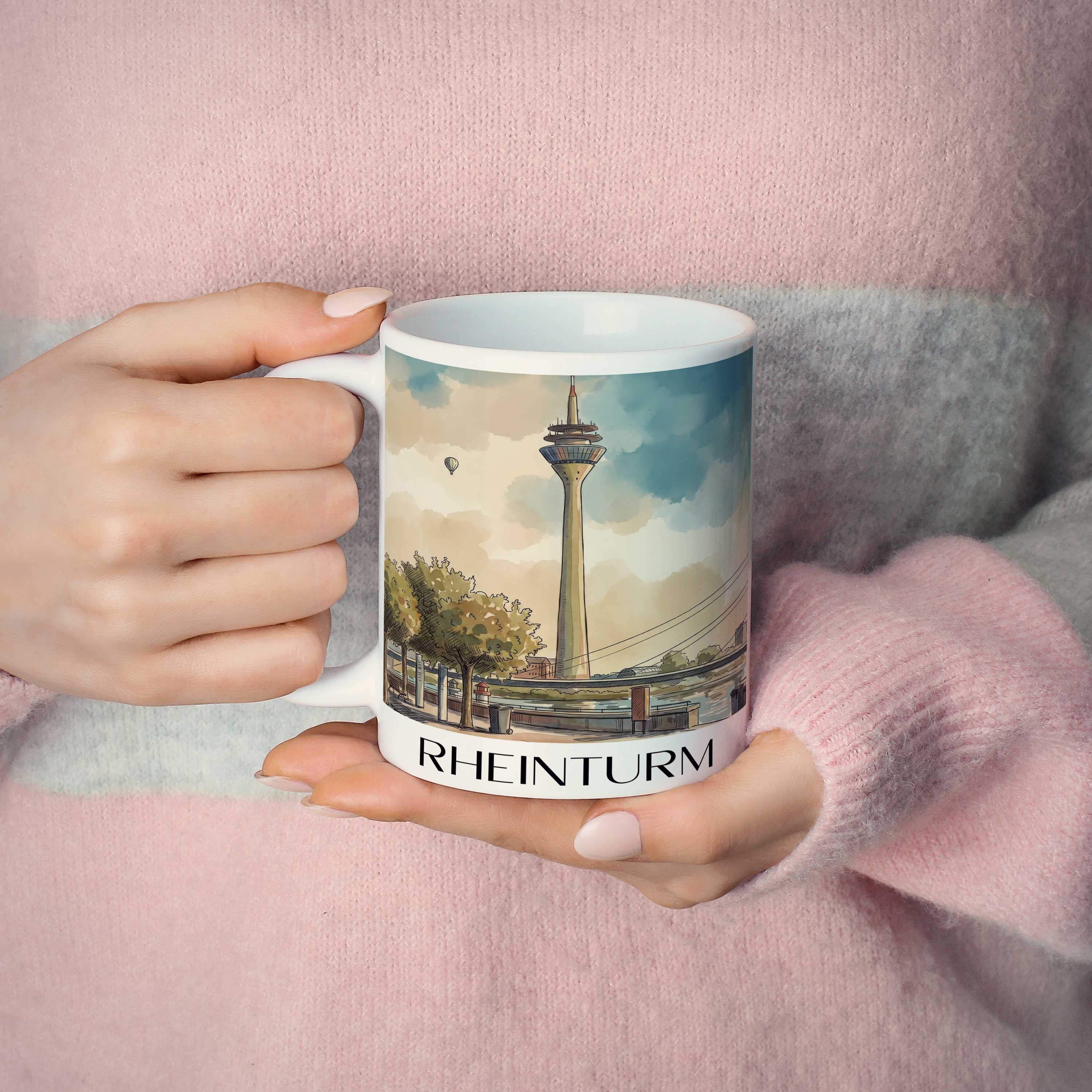 rheinturm-düsseldorf-deutschland-kaffeebecher-aquarell