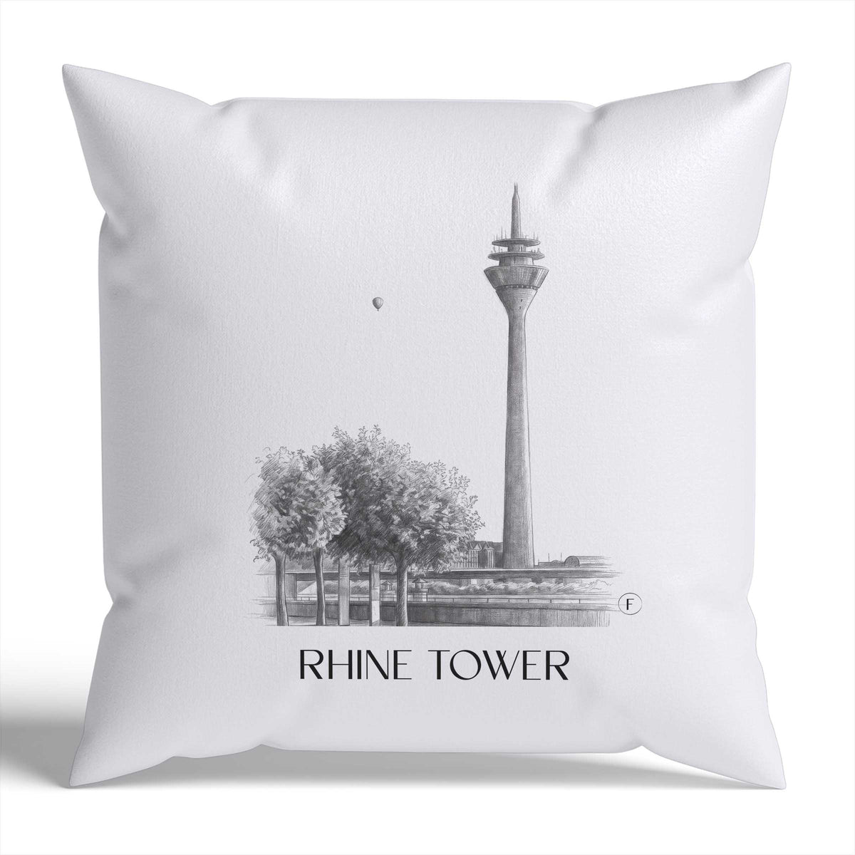 Rheinturm Kissenhülle - Zierkissen Bezug - Düsseldorf - Deutschland Kissen bzw. Kissenbezug im Zeichnung Stil - favplace
