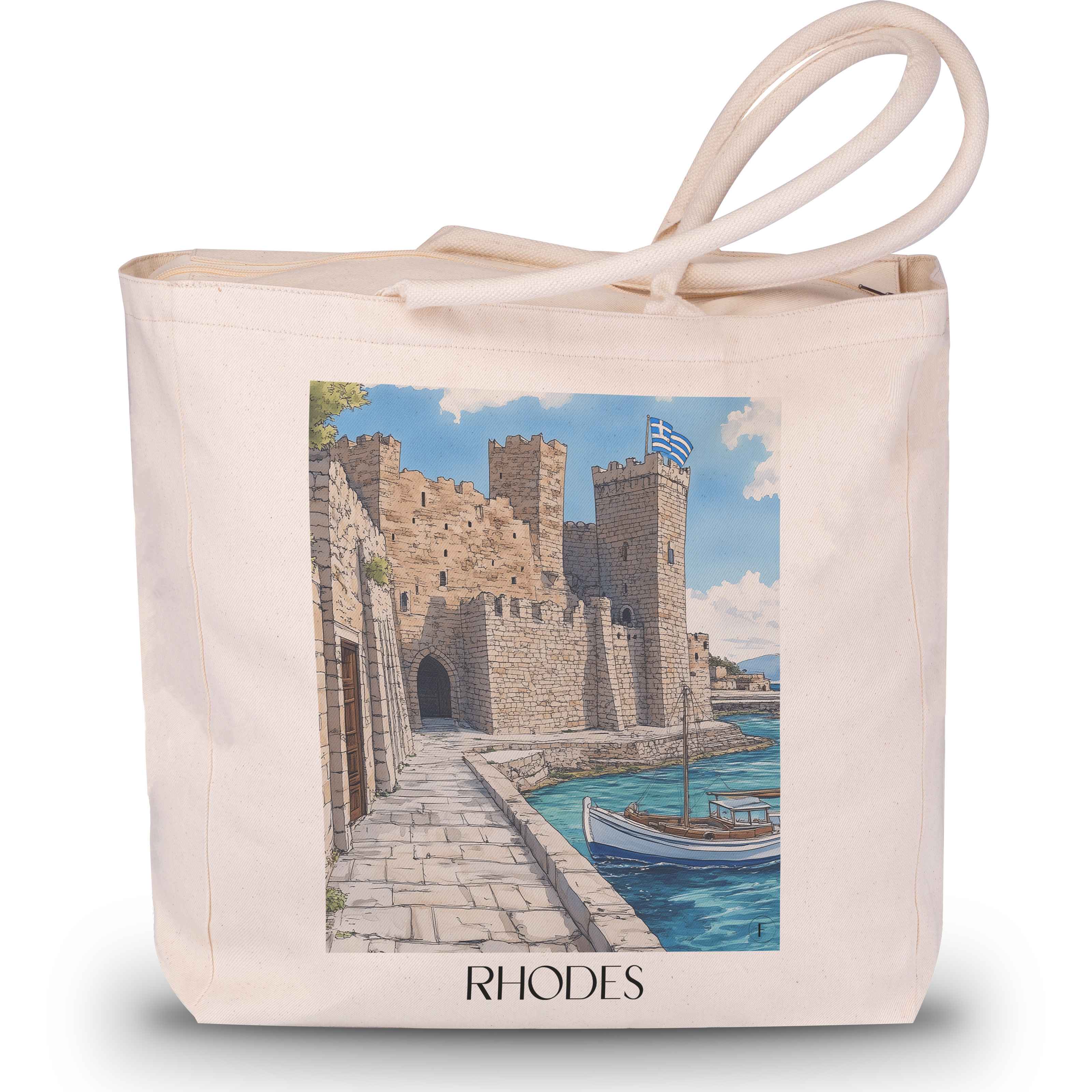 Rhodos - Griechenland Tote Bag - Einkaufstasche im Aquarell Stil - favplace