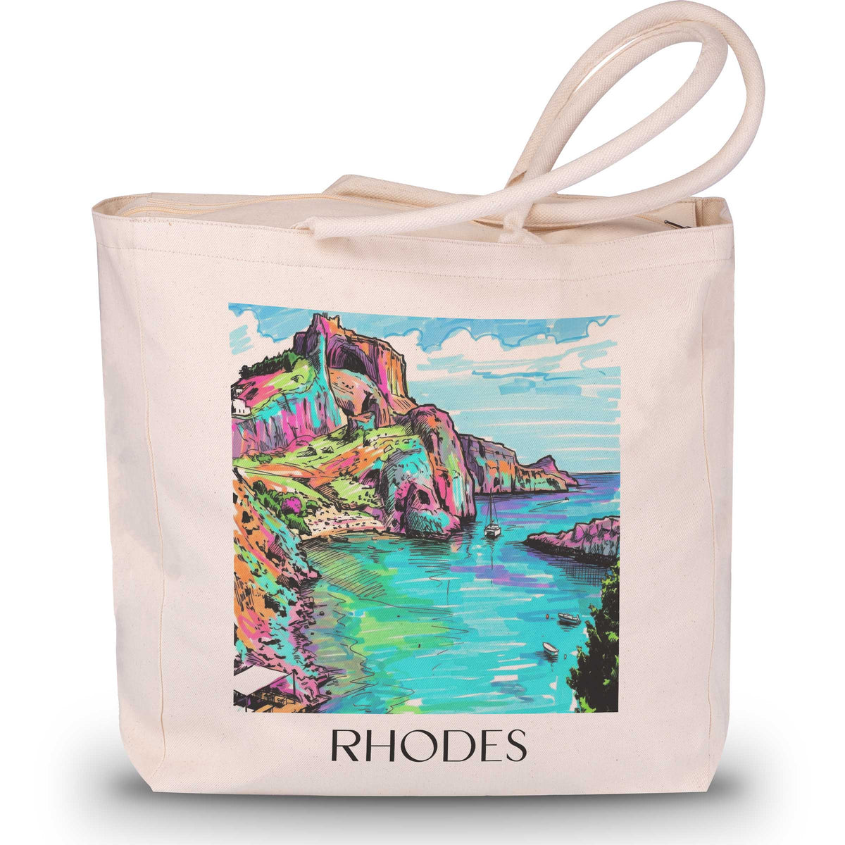 Rhodos - Griechenland Tote Bag - Einkaufstasche im Tag Graffiti Stil - favplace
