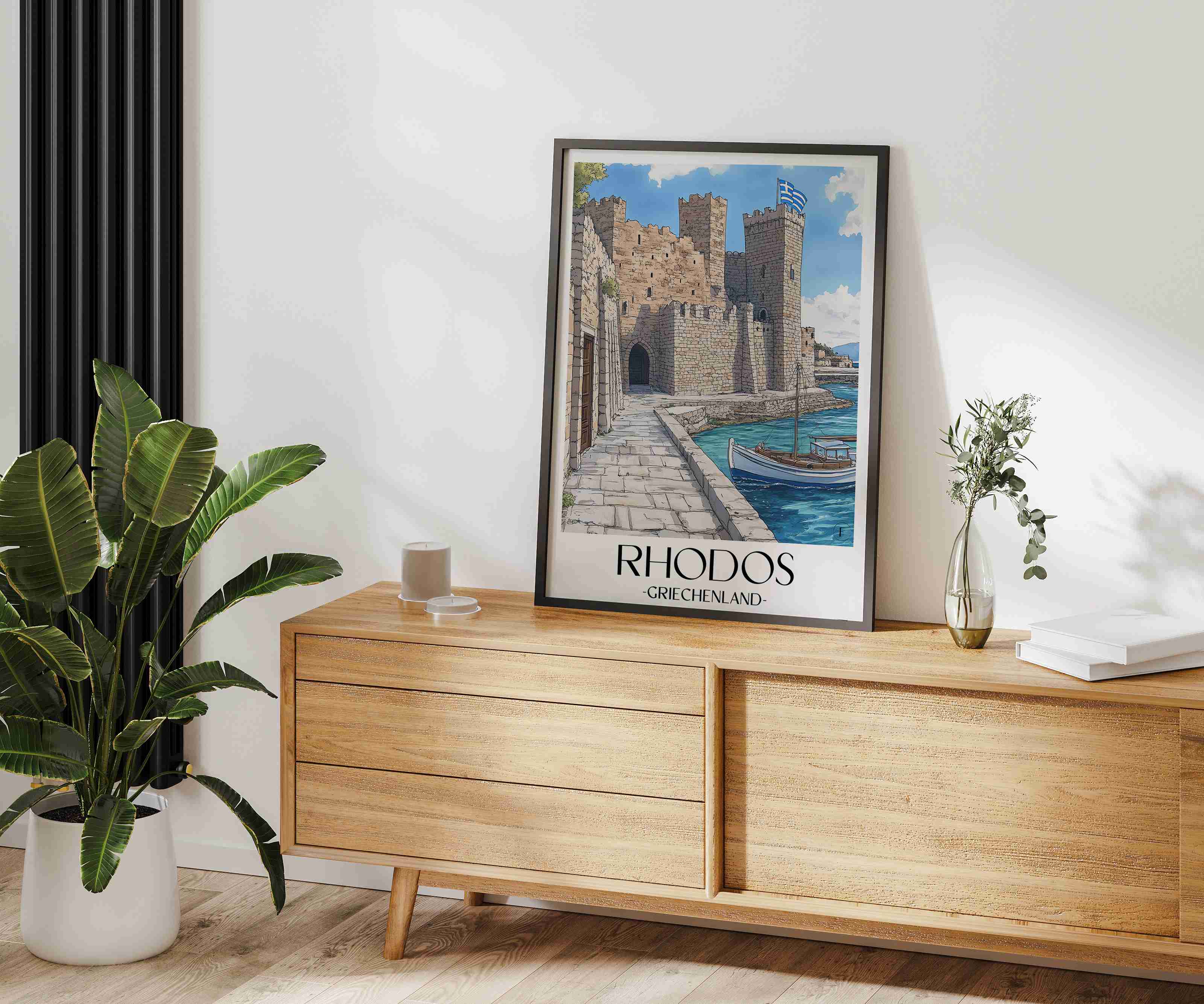 rhodos-griechenland-poster-aquarell