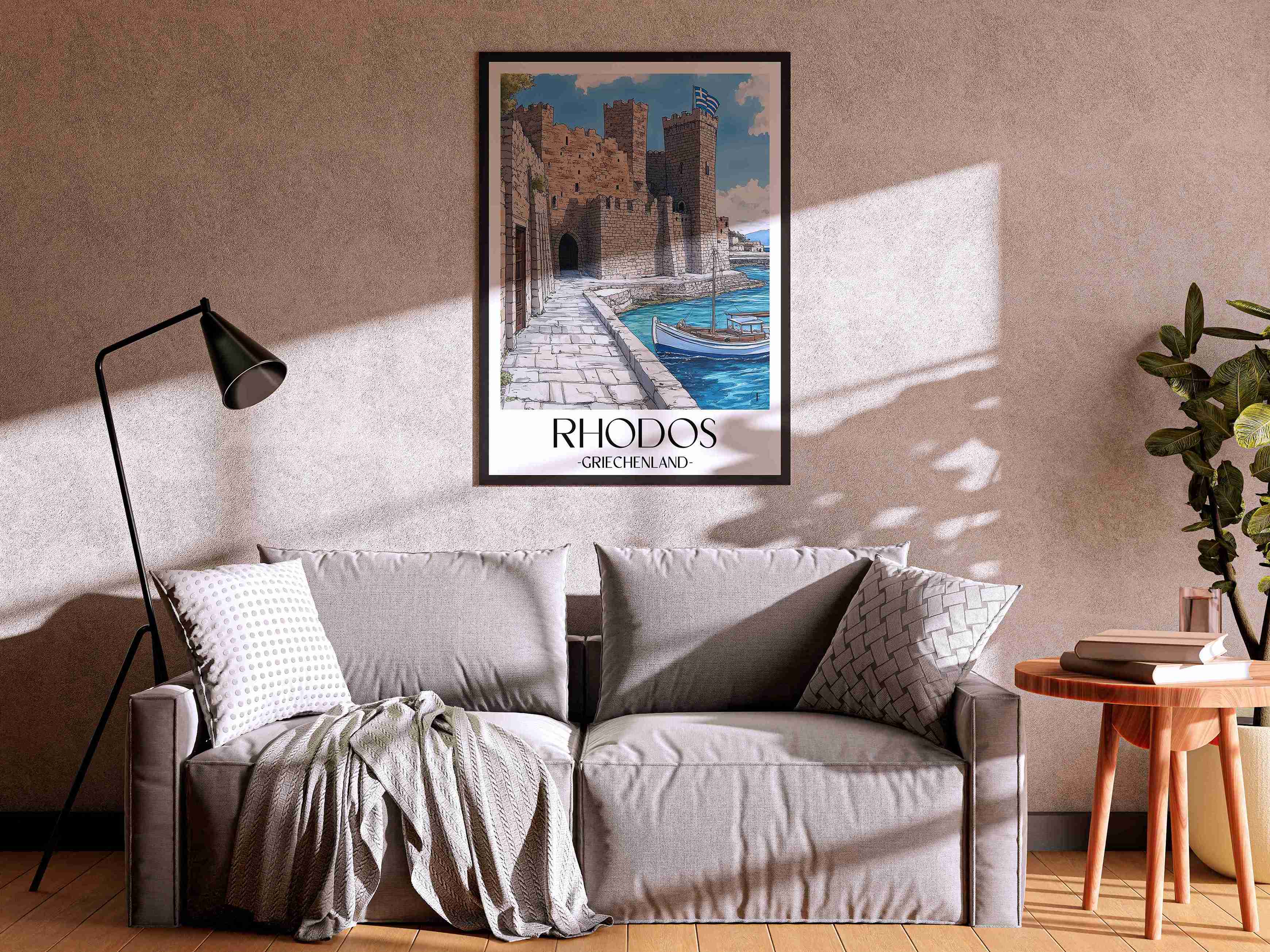 rhodos-griechenland-poster-aquarell