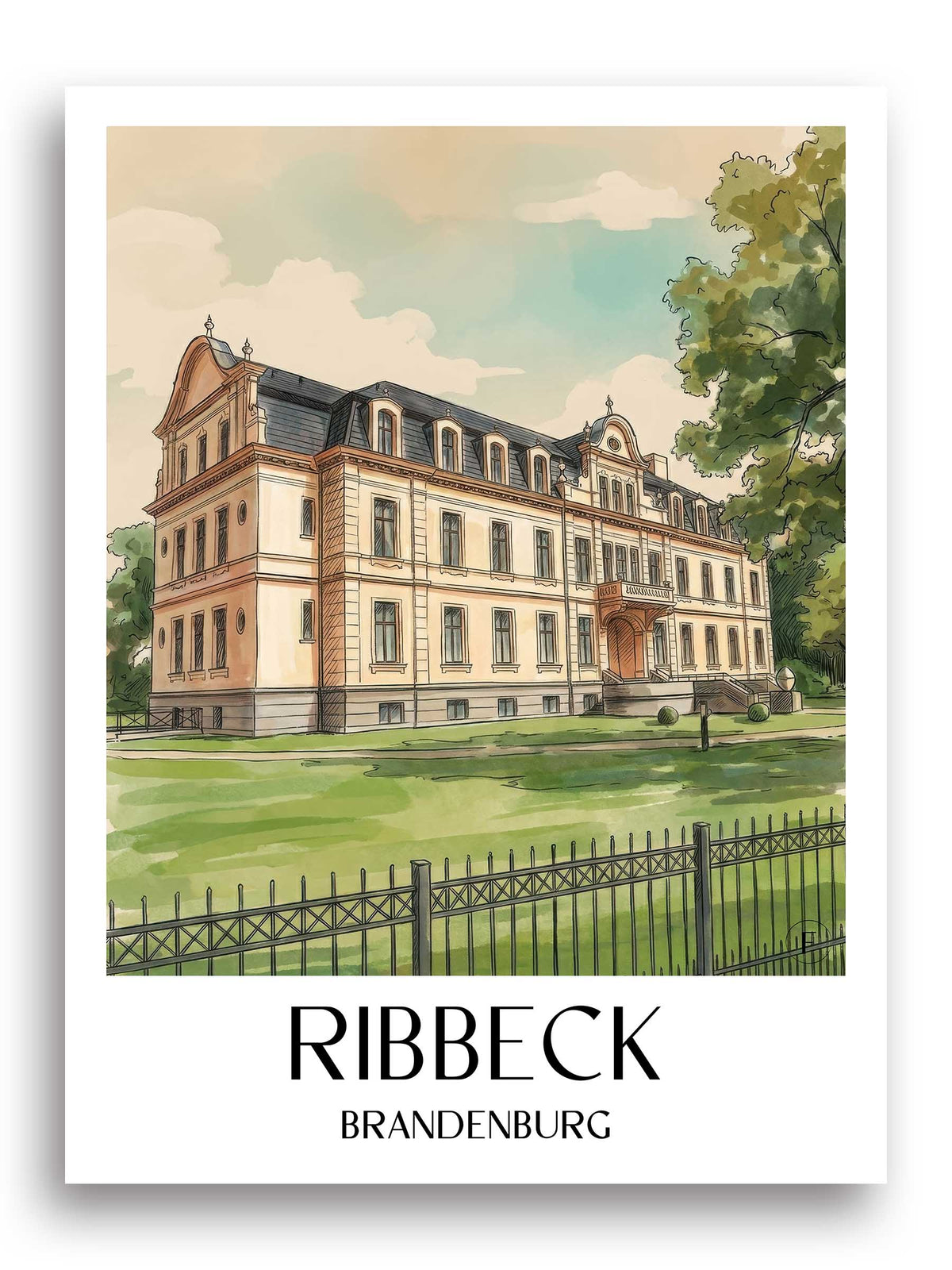 ribbeck-brandenburg-deutschland-poster-aquarell