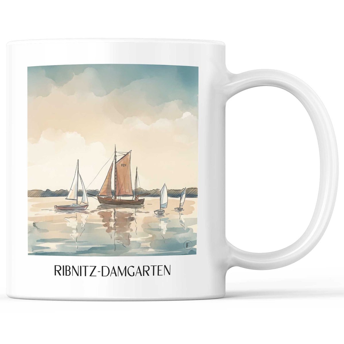 Ribnitz-Damgarten Kaffeebecher - Mecklenburg-Vorpommern - Deutschland Becher - Kaffeetasse im Aquarell Stil - favplace