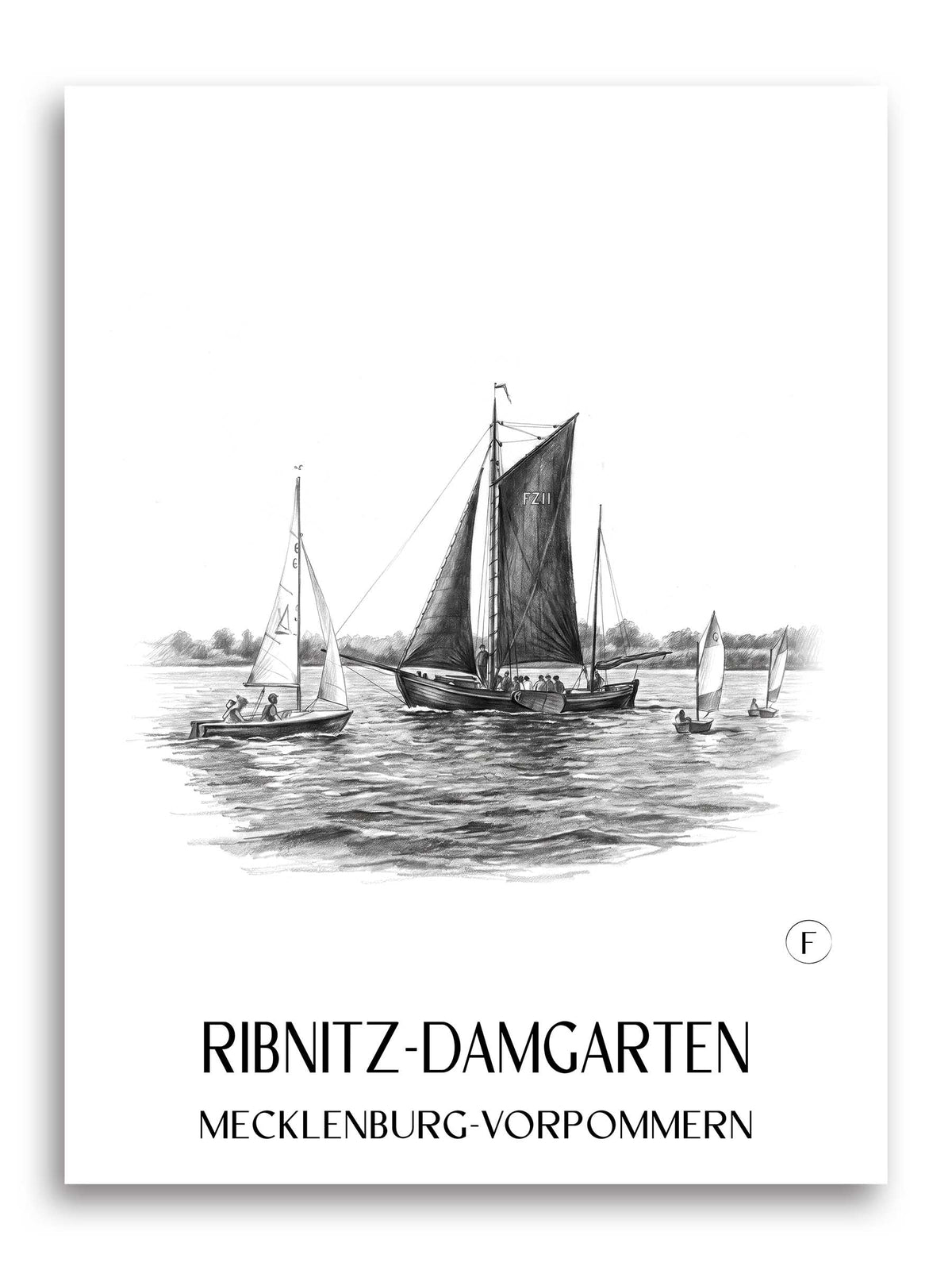 ribnitz-damgarten-mecklenburg-vorpommern-deutschland-poster-bleistift-zeichnung-drawing