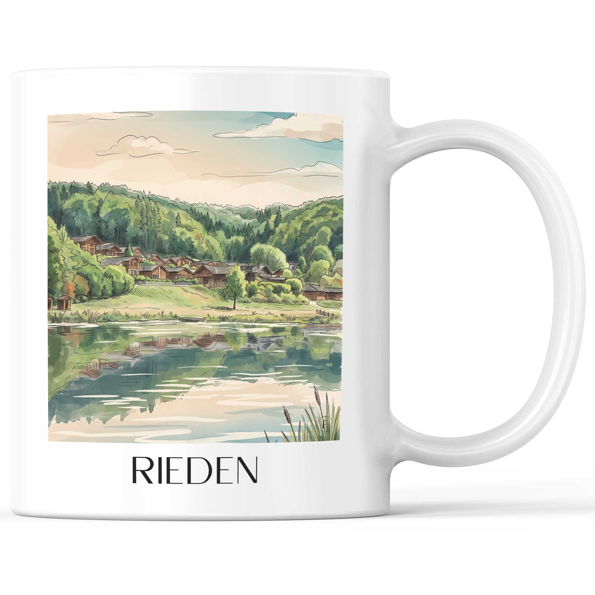 Rieden Kaffeebecher - Eifel - Deutschland Becher - Kaffeetasse im Aquarell Stil - favplace