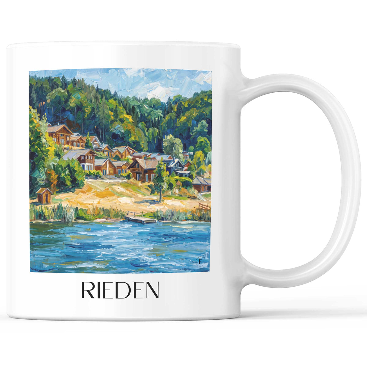 Rieden Kaffeebecher - Eifel - Deutschland Becher - Kaffeetasse im Ölgemälde Stil - favplace