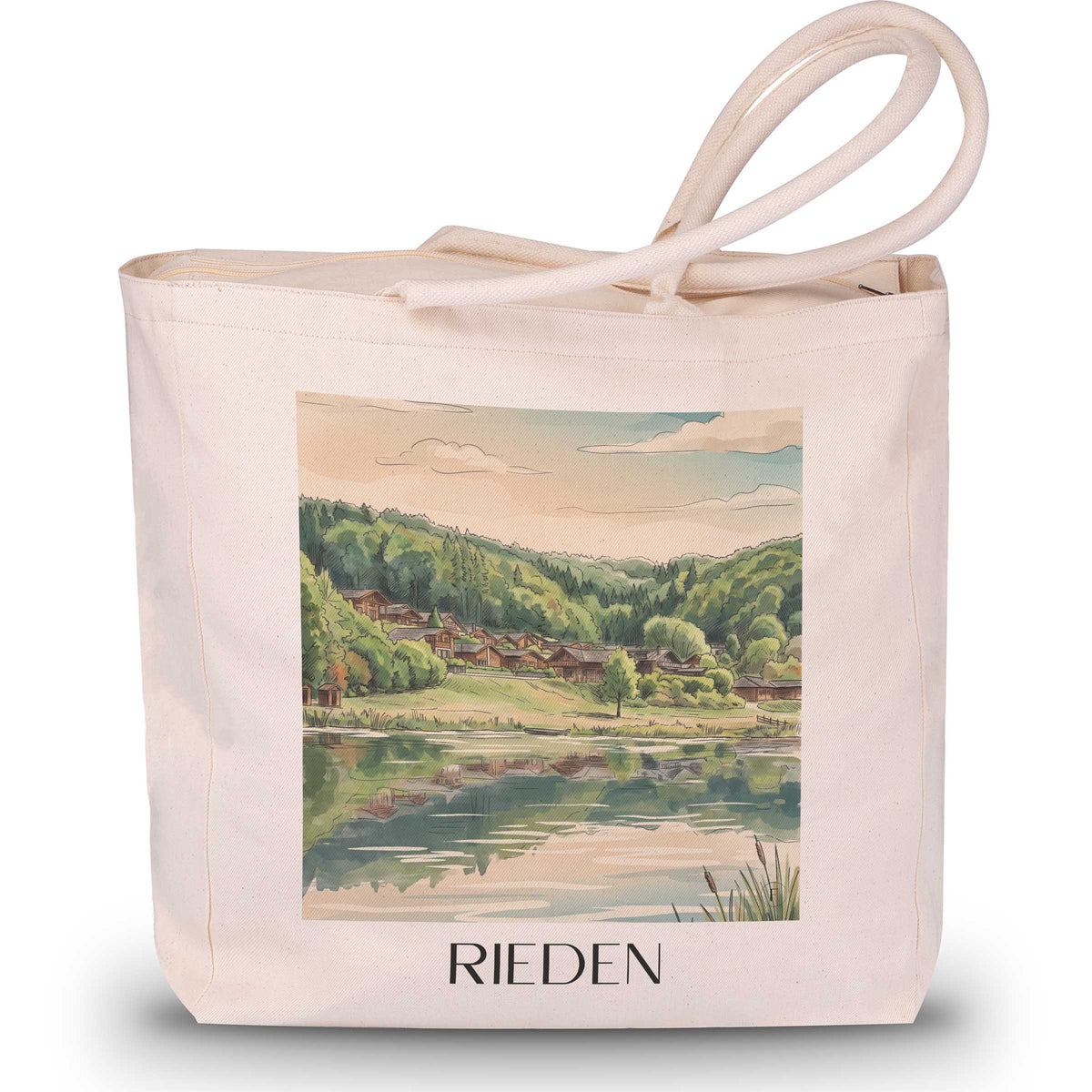 Rieden Shopping Tasche - Eifel - Deutschland Tote Bag - Einkaufstasche im Aquarell Stil - favplace