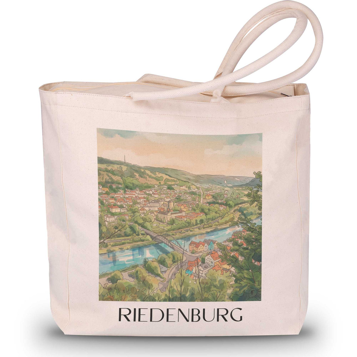 Riedenburg Shopping Tasche - Altmühltal - Deutschland Tote Bag - Einkaufstasche im Aquarell Stil - favplace