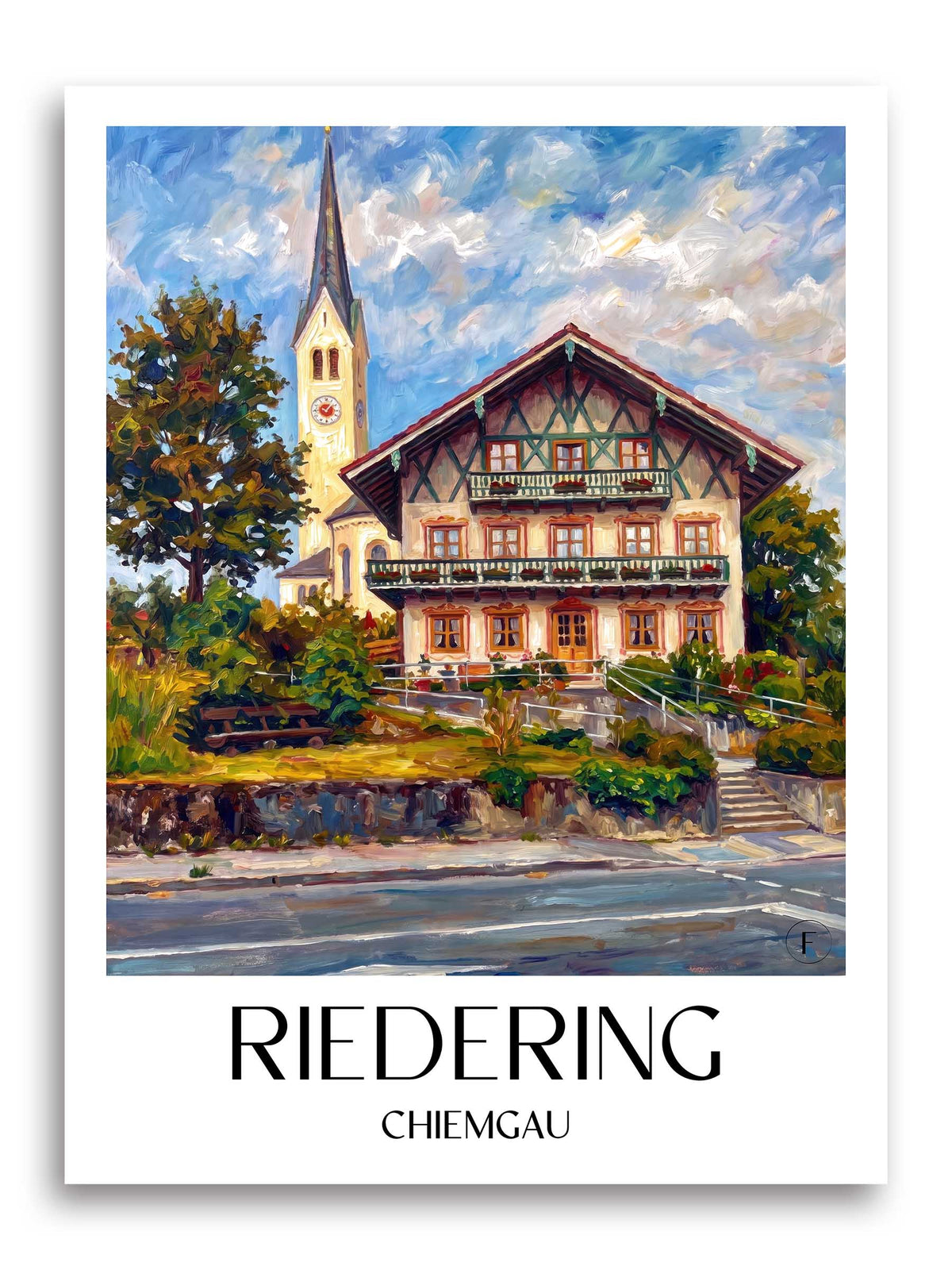 Riedering Poster - Chiemgau - Deutschland Kunstdruck - Ölgemälde von A4 bis A1 - favplace