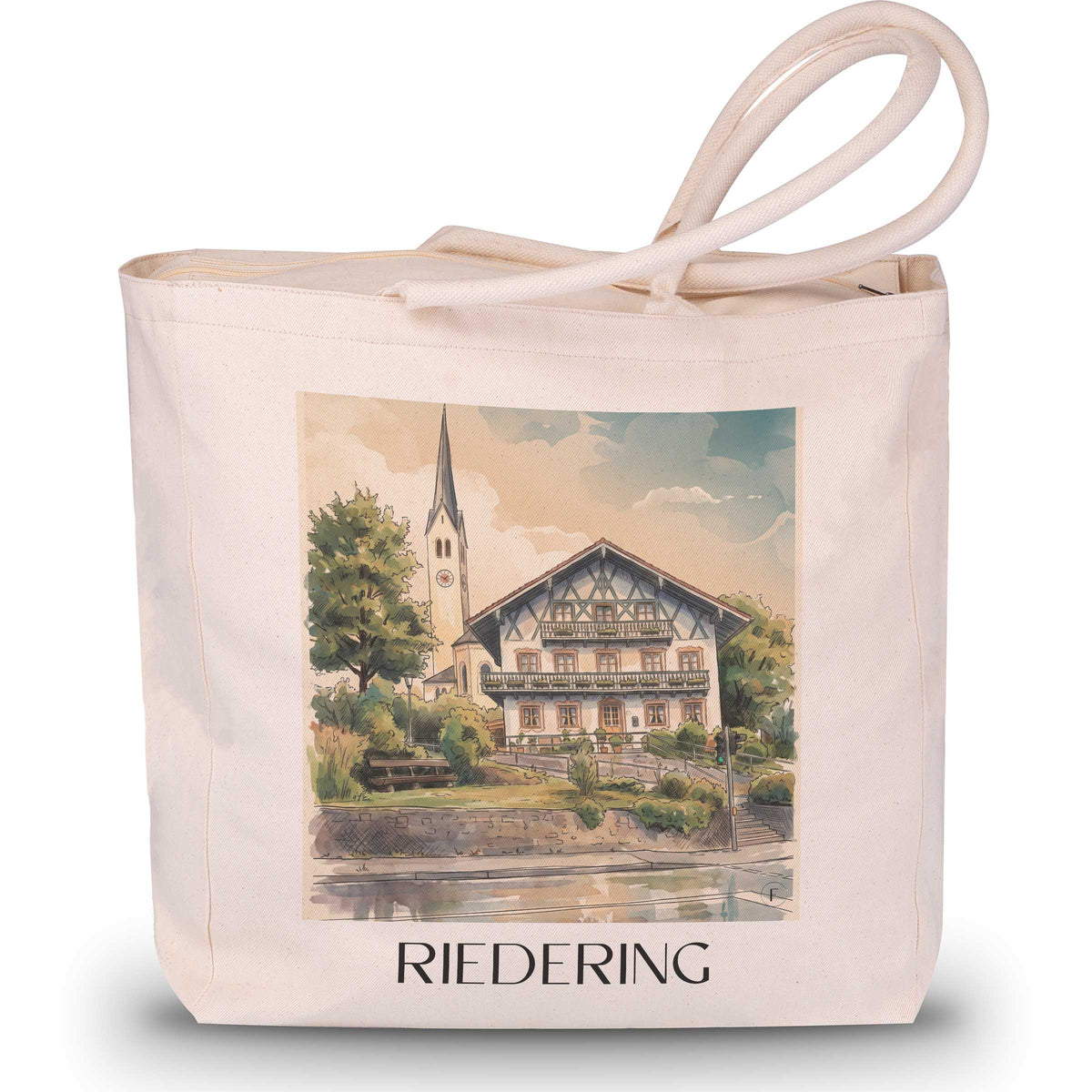 riedering-chiemgau-deutschland-einkaufstasche-aquarell