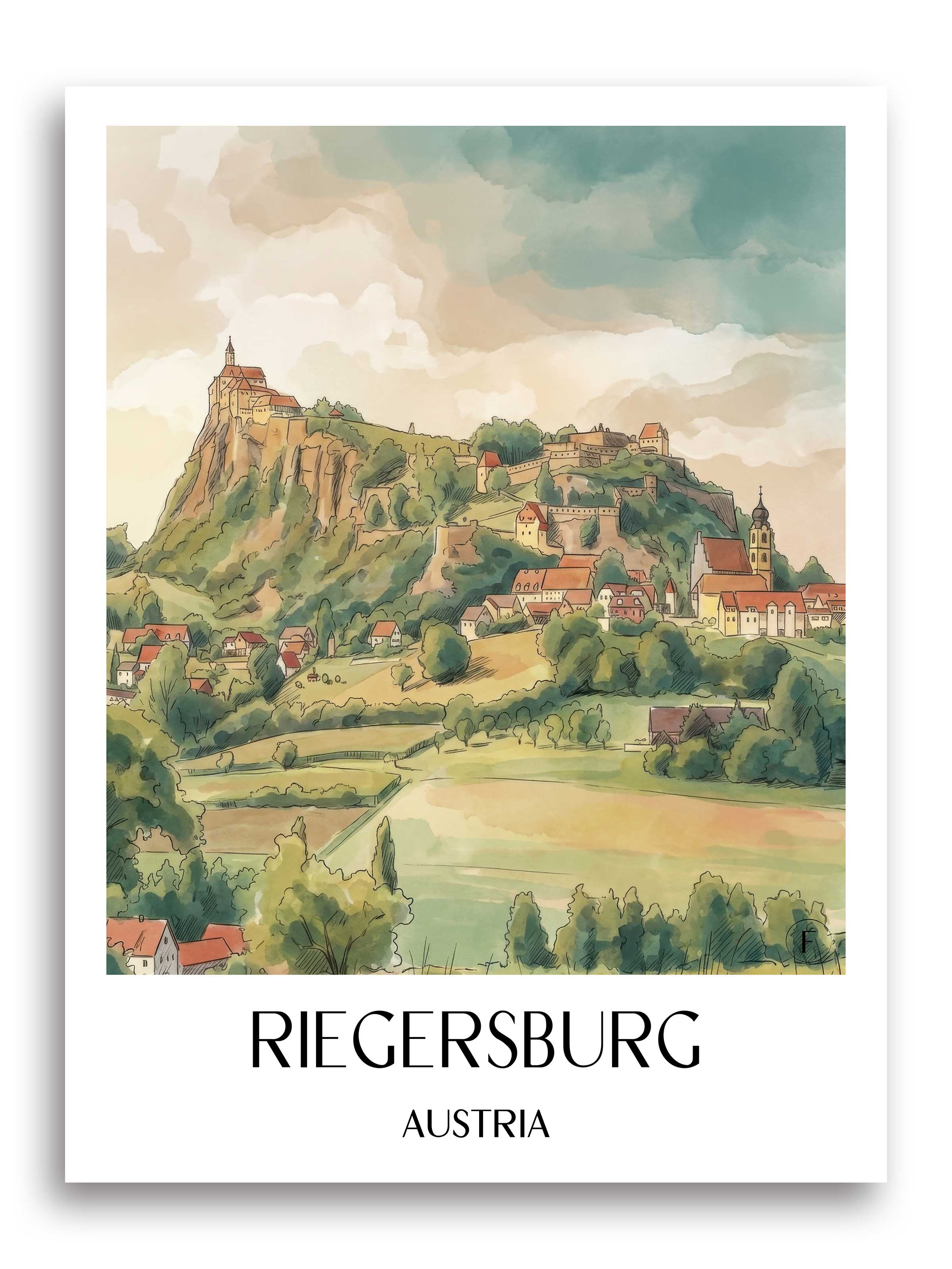 Riegersburg Poster - Steiermark - Österreich Kunstdruck - Aquarell von A4 bis A1 - favplace