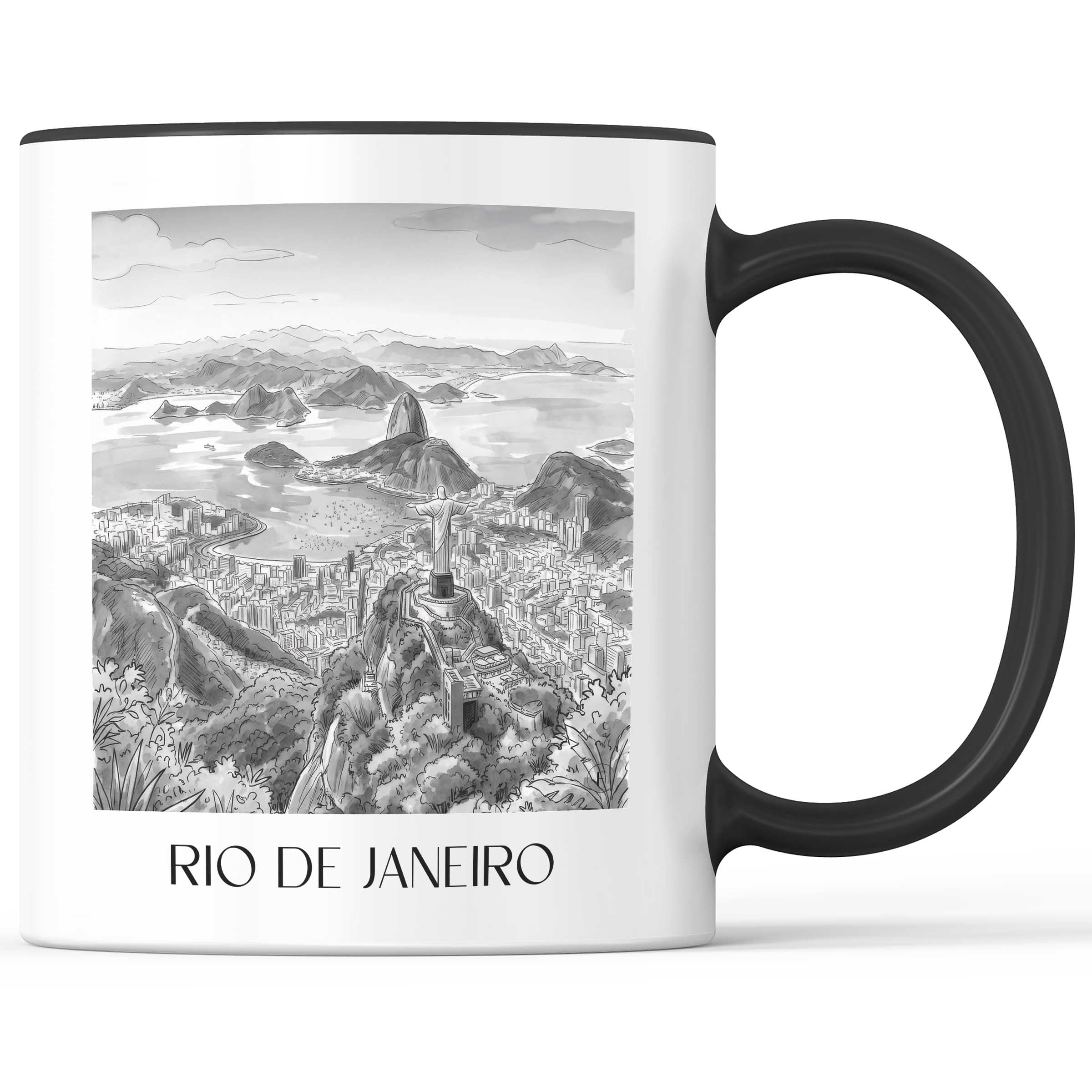 rio-de-janeiro-brasilien-kaffeebecher-aquarell-schwarz-weiss