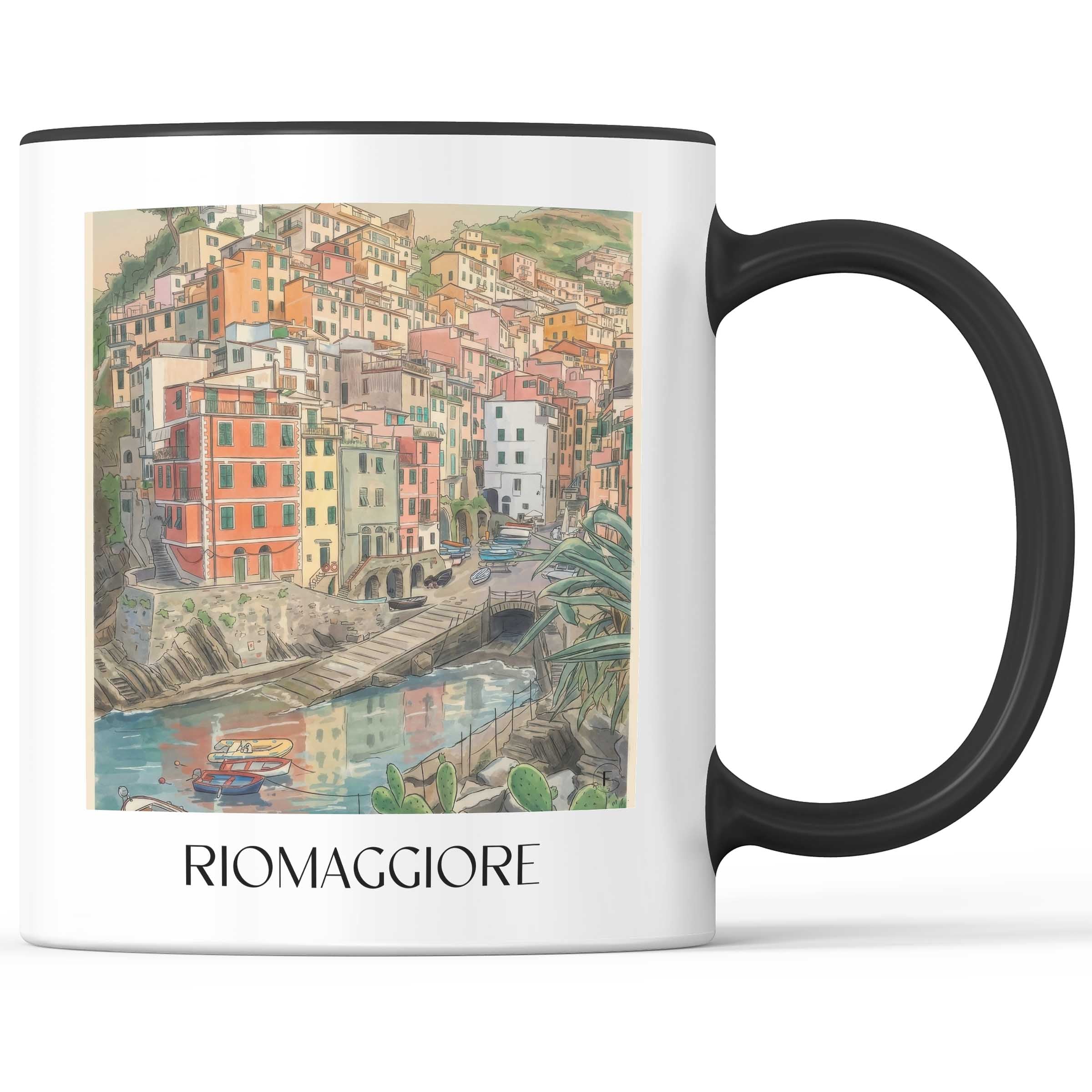Riomaggiore Kaffeebecher - Cinque Terre - Italien Becher - Kaffeetasse im Aquarell Stil - favplace