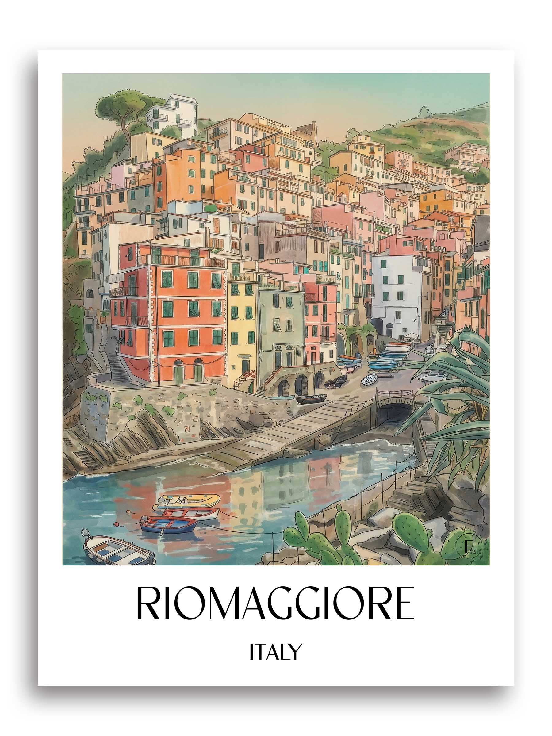 Riomaggiore Poster - Cinque Terre - Italien Kunstdruck - Aquarell von A4 bis A1 - favplace