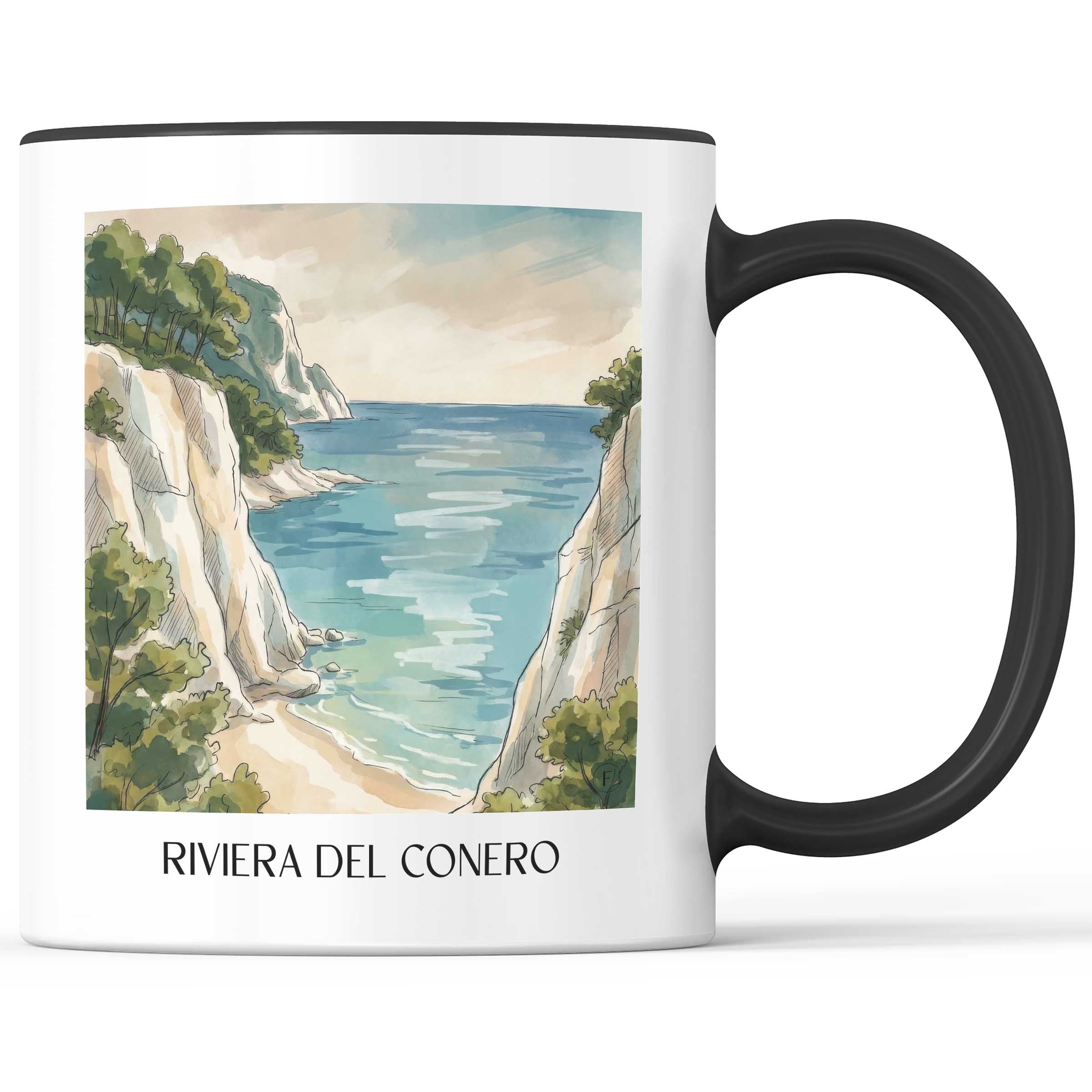 Riviera del Conero Kaffeebecher - Sirolo - Italien Becher - Kaffeetasse im Aquarell Stil - favplace