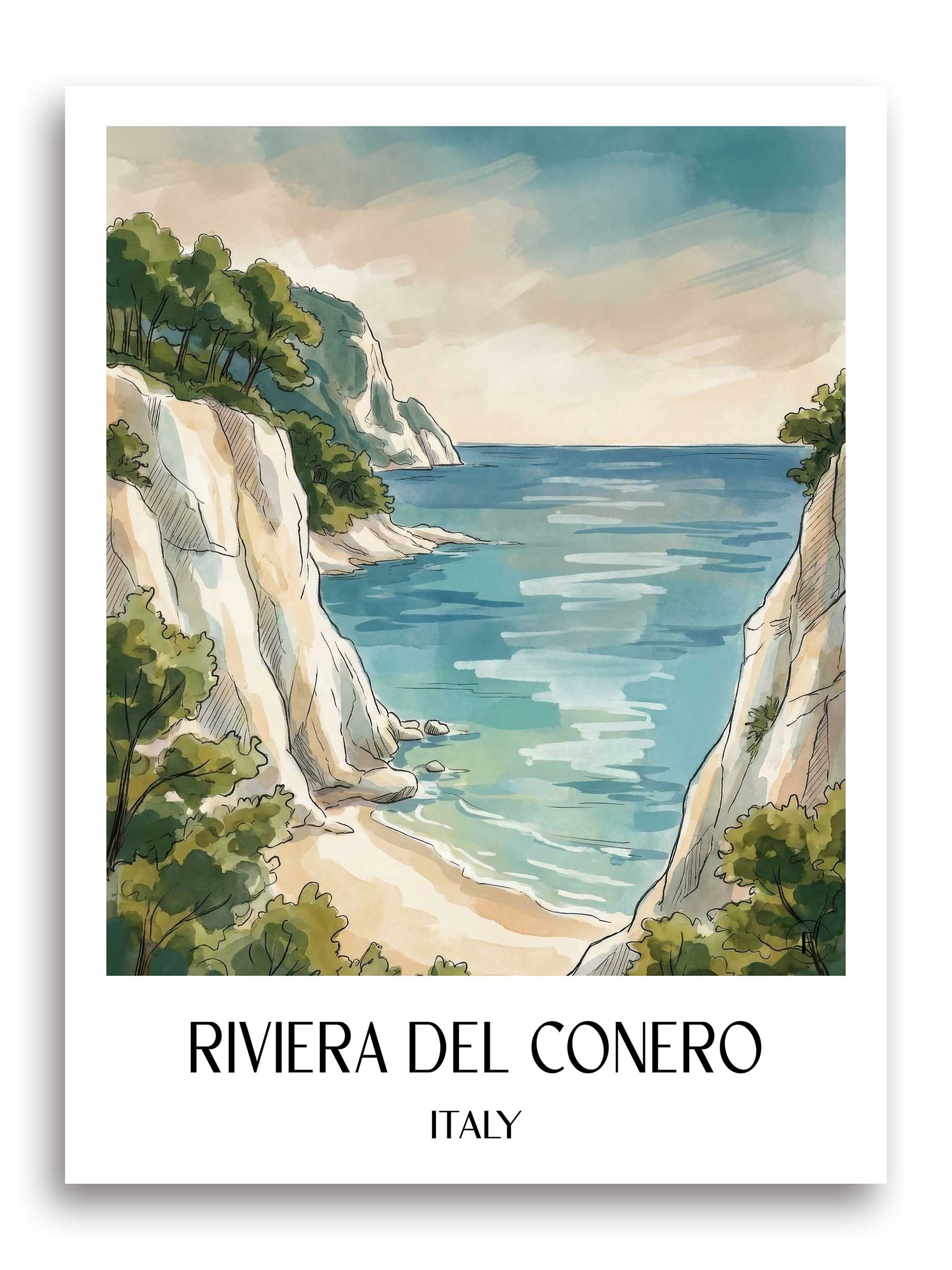 Riviera del Conero Poster - Sirolo - Italien Kunstdruck - Aquarell von A4 bis A1 - favplace