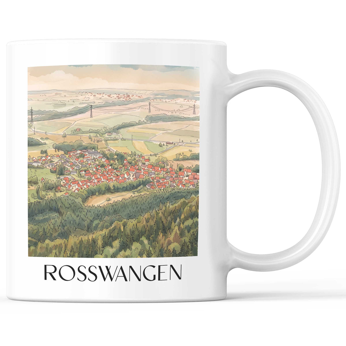 Roßwangen Kaffeebecher - Schwäbische Alb - Deutschland Becher - Kaffeetasse im Aquarell Stil - favplace