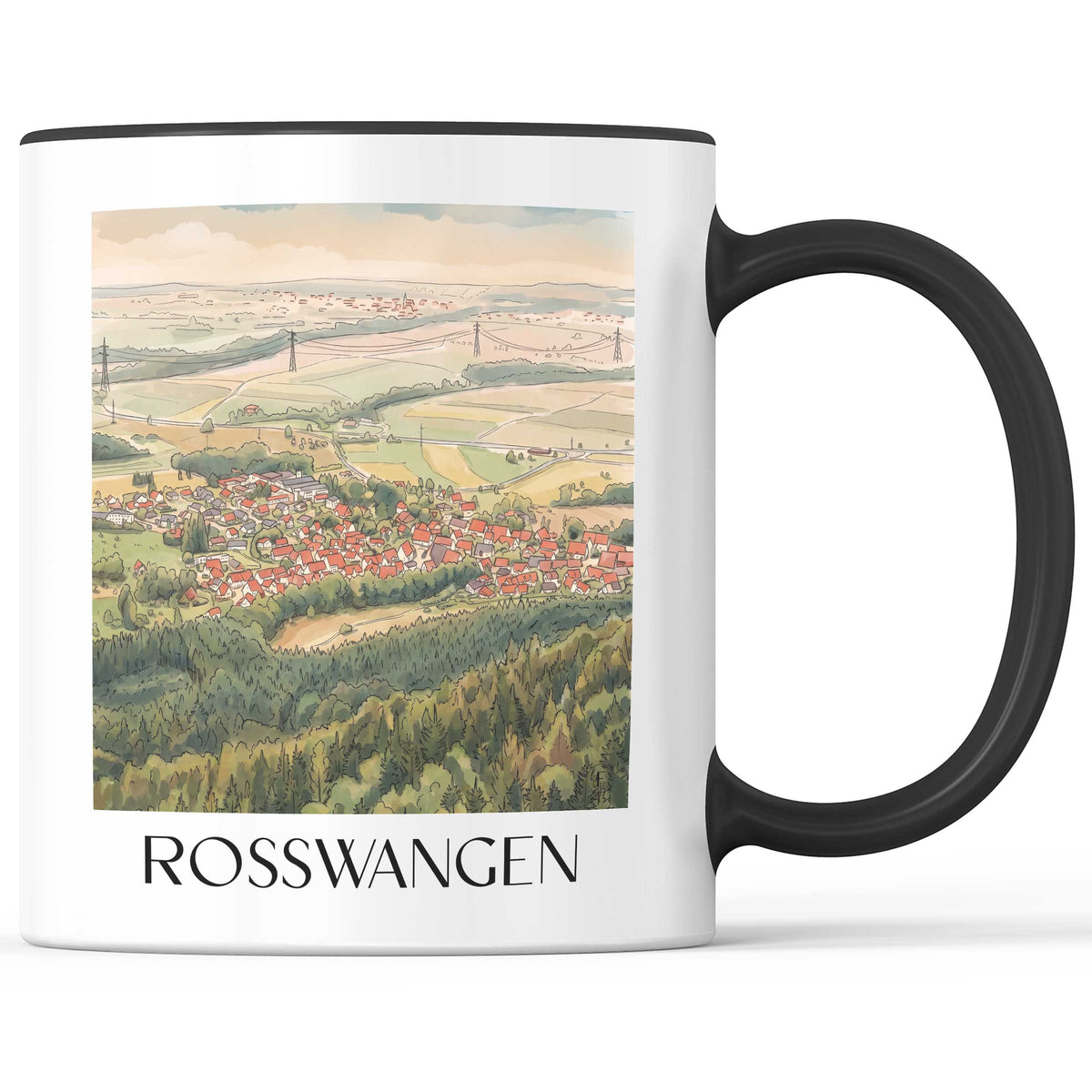 Roßwangen Kaffeebecher - Schwäbische Alb - Deutschland Becher - Kaffeetasse im Aquarell Stil - favplace