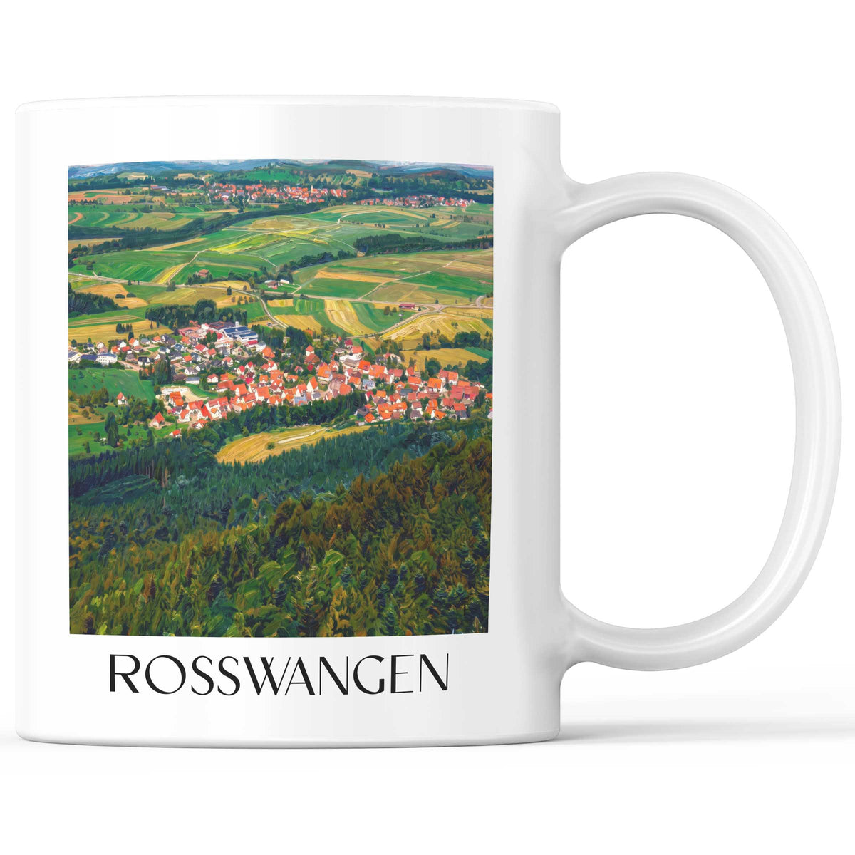 Roßwangen Kaffeebecher - Schwäbische Alb - Deutschland Becher - Kaffeetasse im Ölgemälde Stil