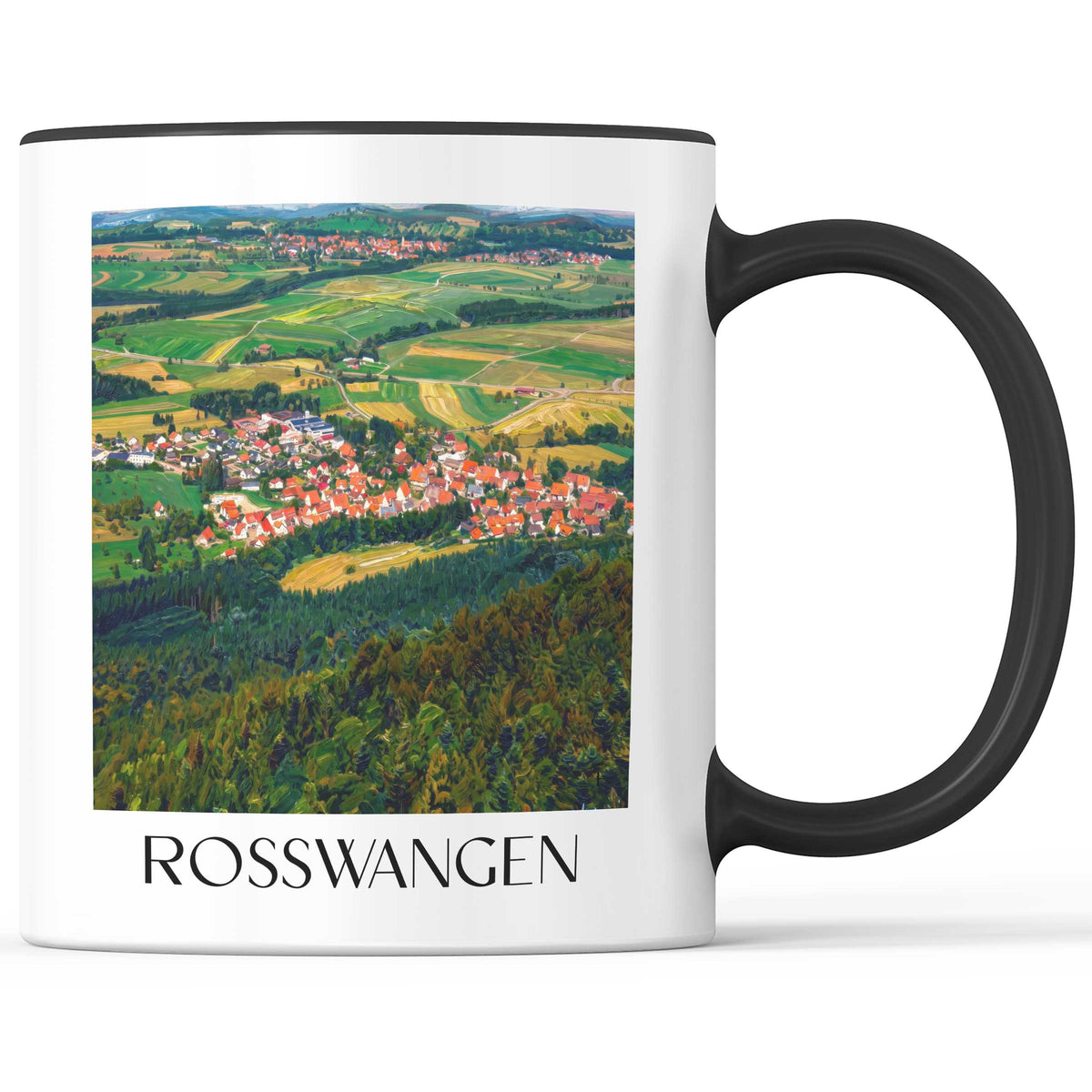 Roßwangen Kaffeebecher - Schwäbische Alb - Deutschland Becher - Kaffeetasse im Ölgemälde Stil