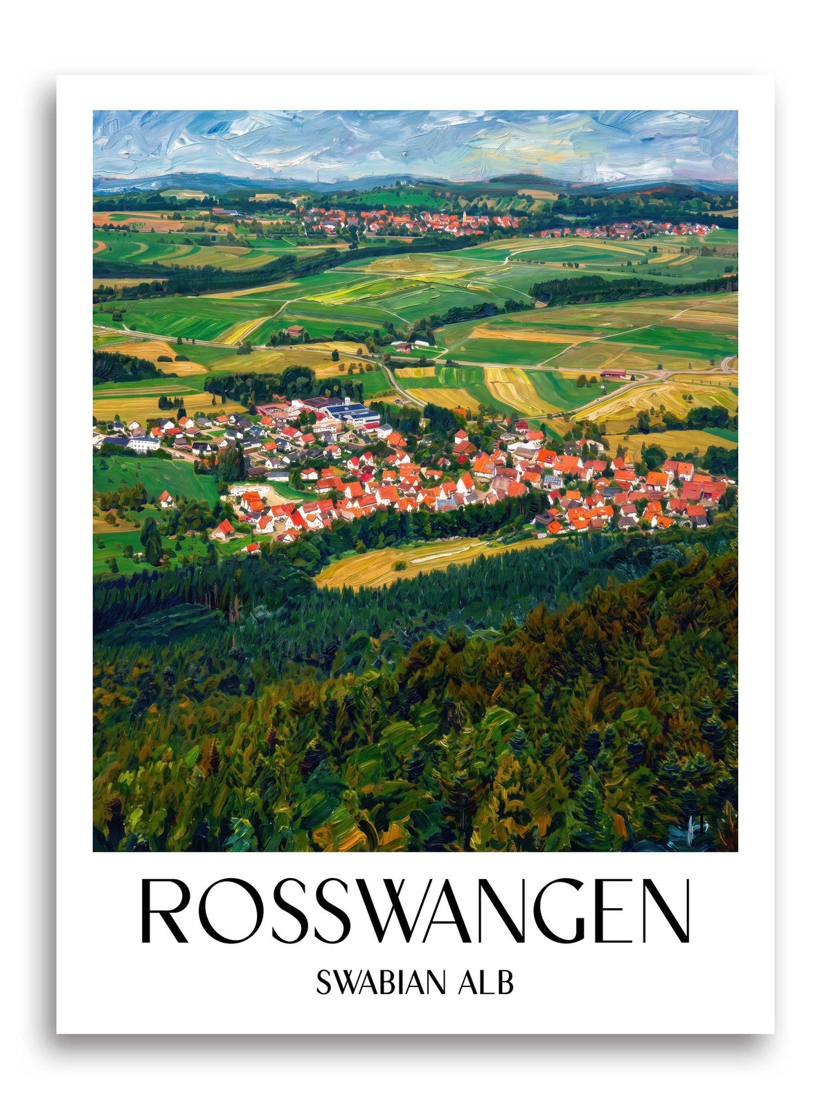 Roßwangen Poster - Schwäbische Alb - Deutschland Kunstdruck - Ölgemälde von A4 bis A1 - favplace
