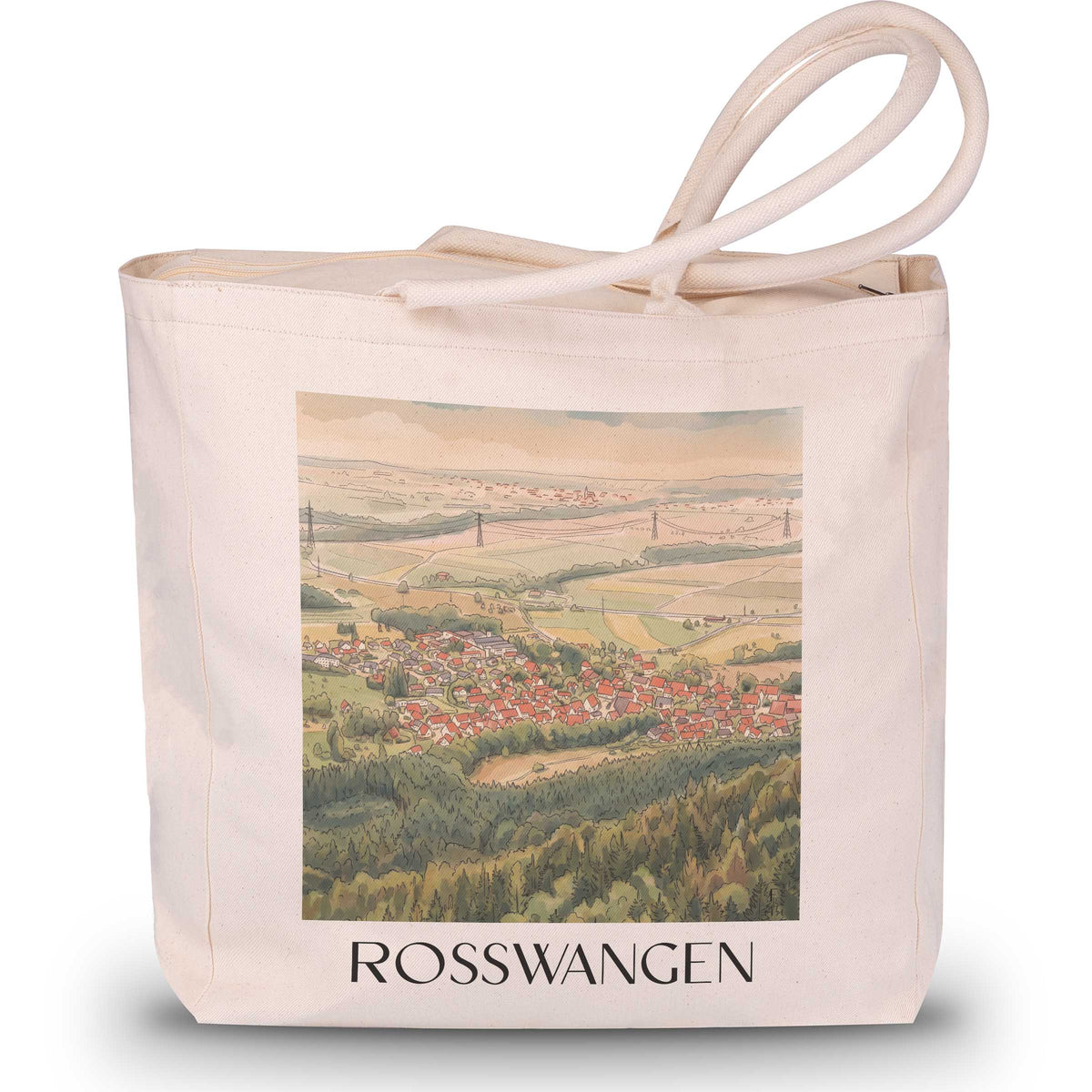 Roßwangen Shopping Tasche - Schwäbische Alb - Deutschland Tote Bag - Einkaufstasche im Aquarell Stil - favplace
