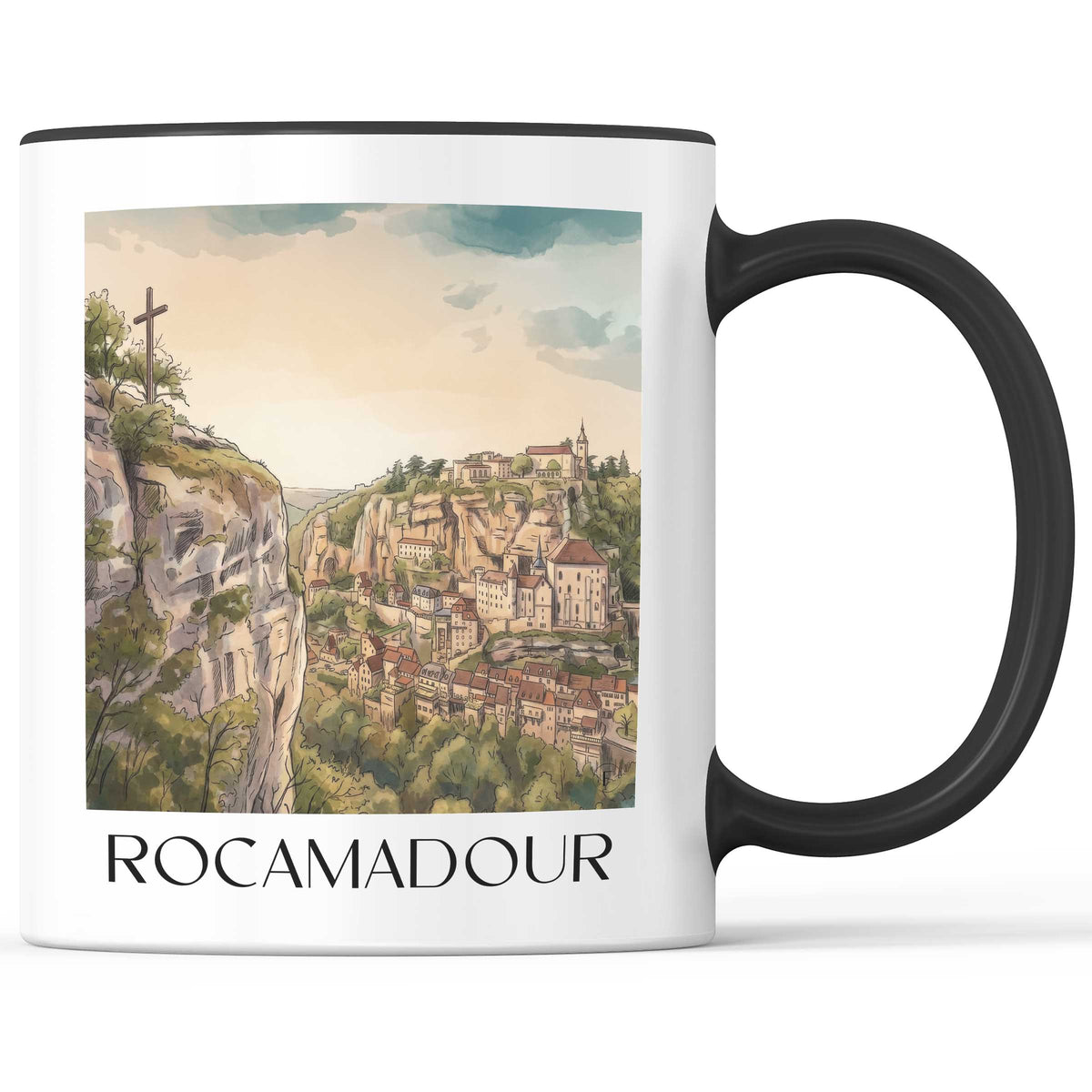 rocamadour-vallée-de-la-dordogne-frankreich-kaffeebecher-aquarell