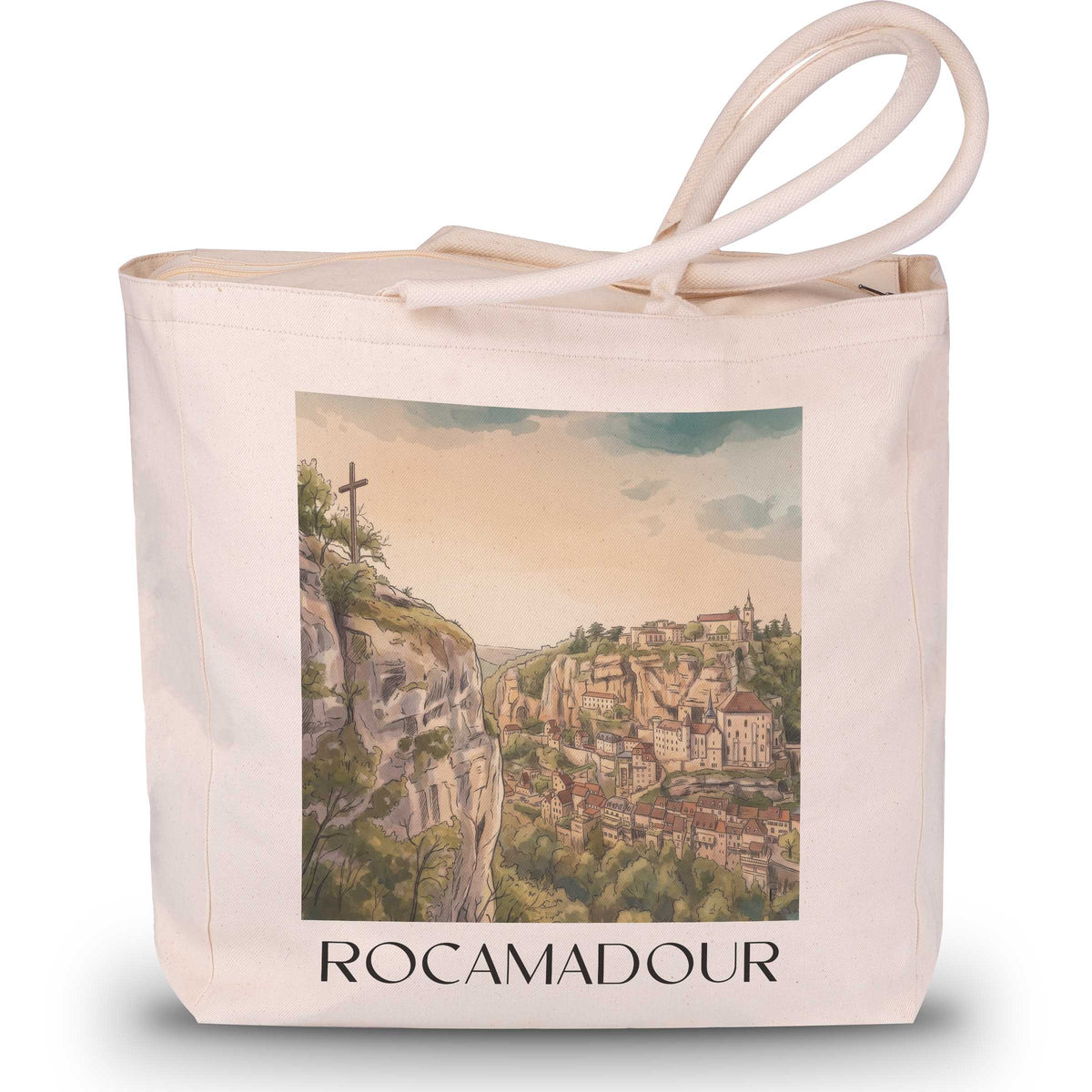 rocamadour-vallée-de-la-dordogne-frankreich-einkaufstasche-aquarell
