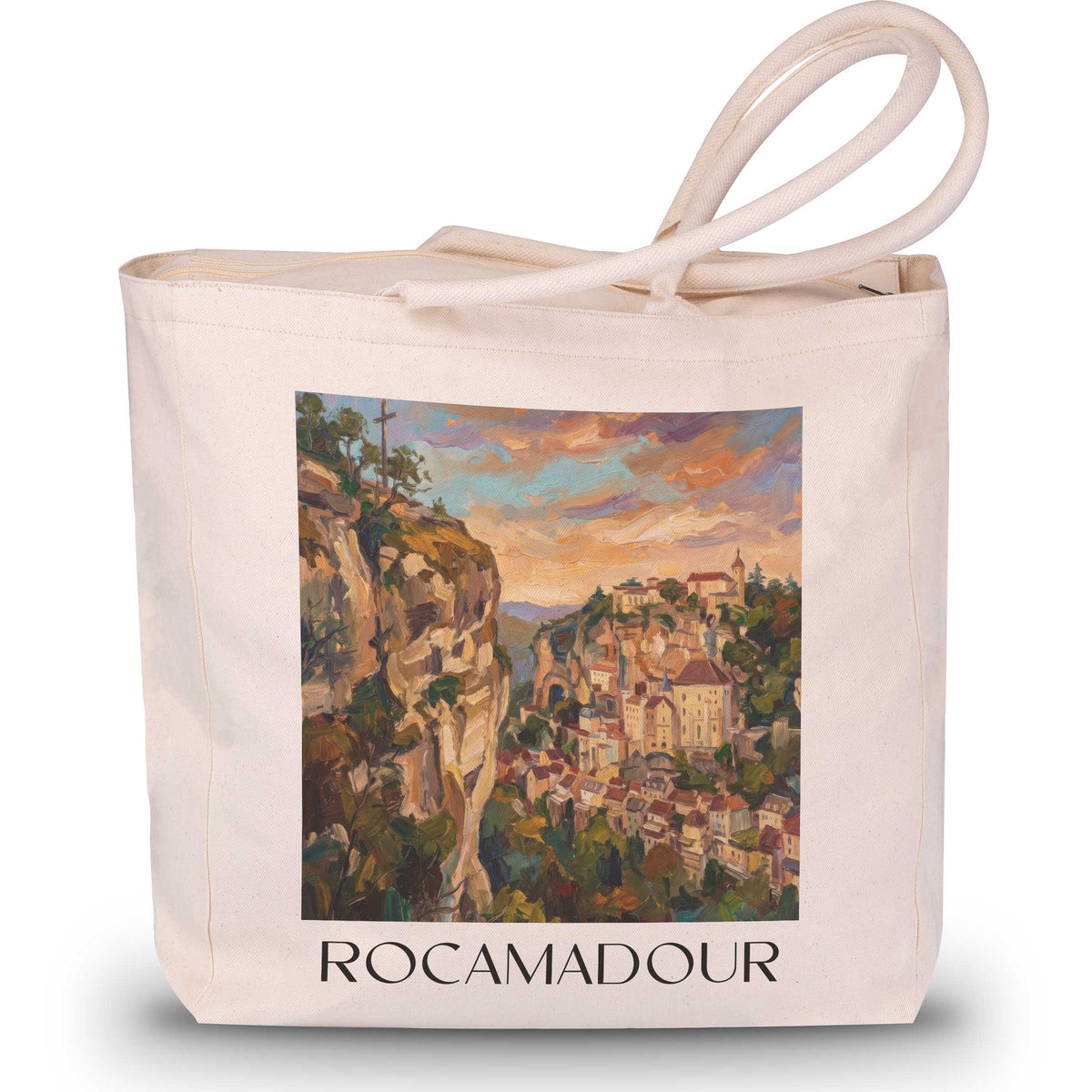 Rocamadour Shopping Tasche - Vallée de la Dordogne - Frankreich Tote Bag - Einkaufstasche im Ölgemälde Stil - favplace