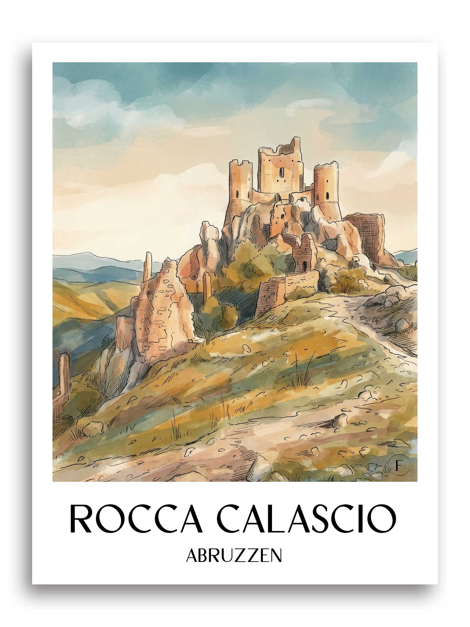 rocca-calascio-abruzzen-italien-poster-aquarell