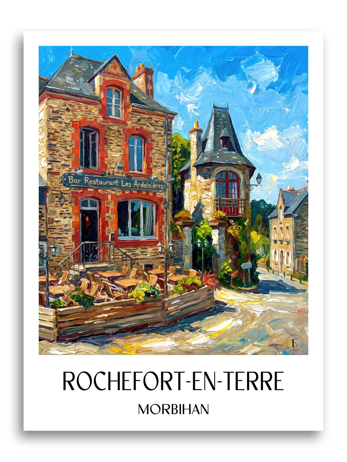 Rochefort-en-Terre Poster - Morbihan - Frankreich Kunstdruck - Ölgemälde von A4 bis A1 - favplace