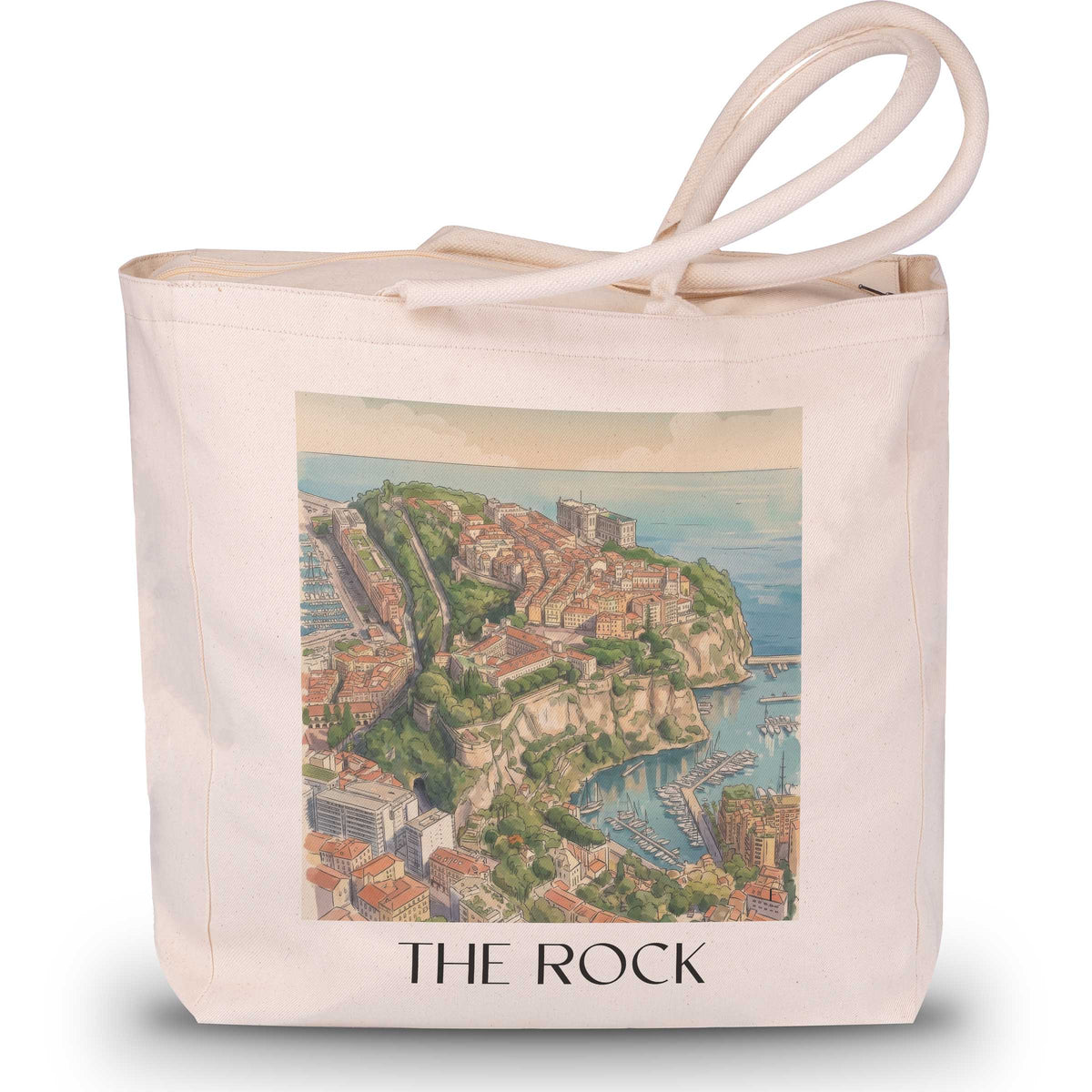 Rocher Shopping Tasche - Monaco - Monaco Tote Bag - Einkaufstasche im Aquarell Stil - favplace