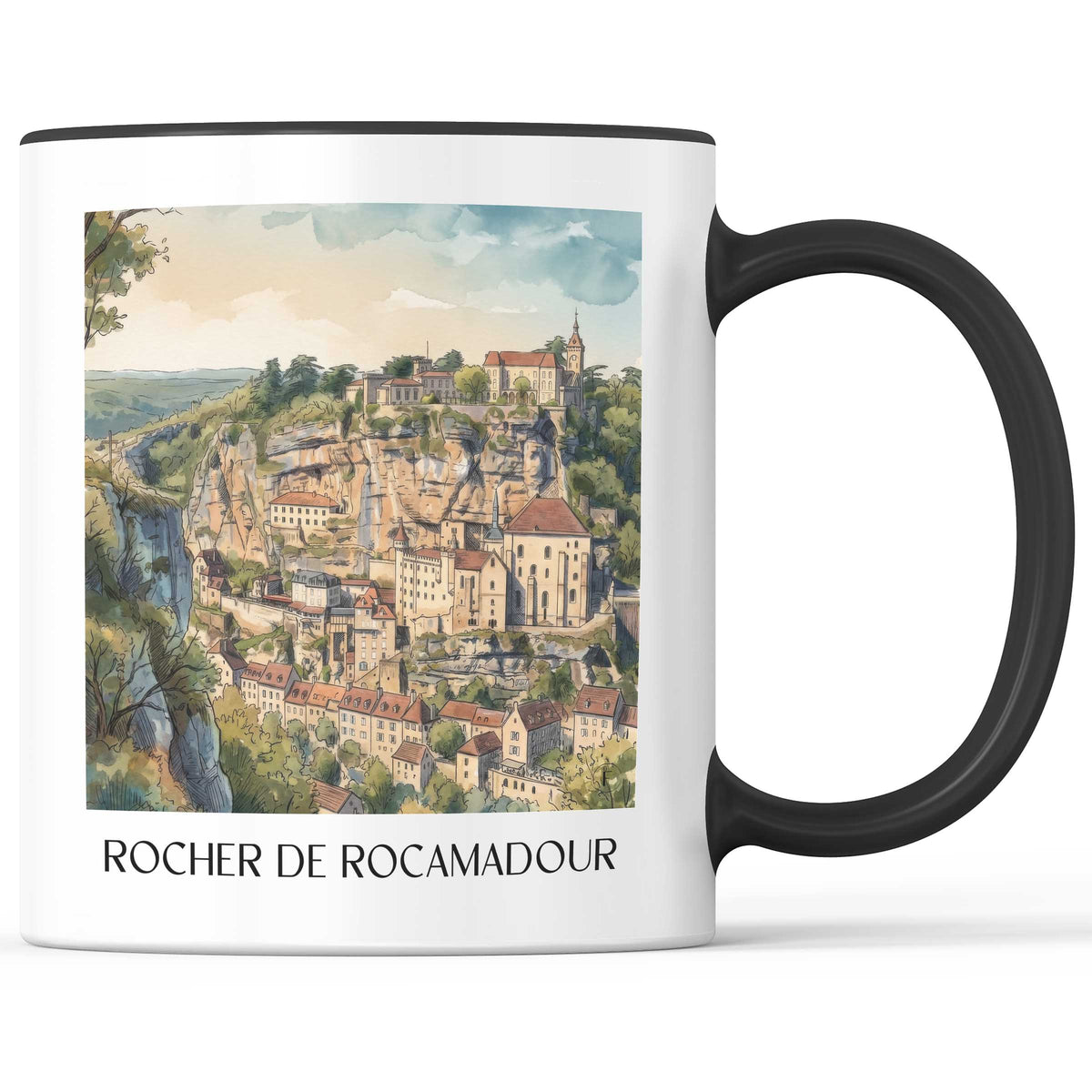 rocher-de-rocamadour-vallée-de-la-dordogne-frankreich-kaffeebecher-aquarell