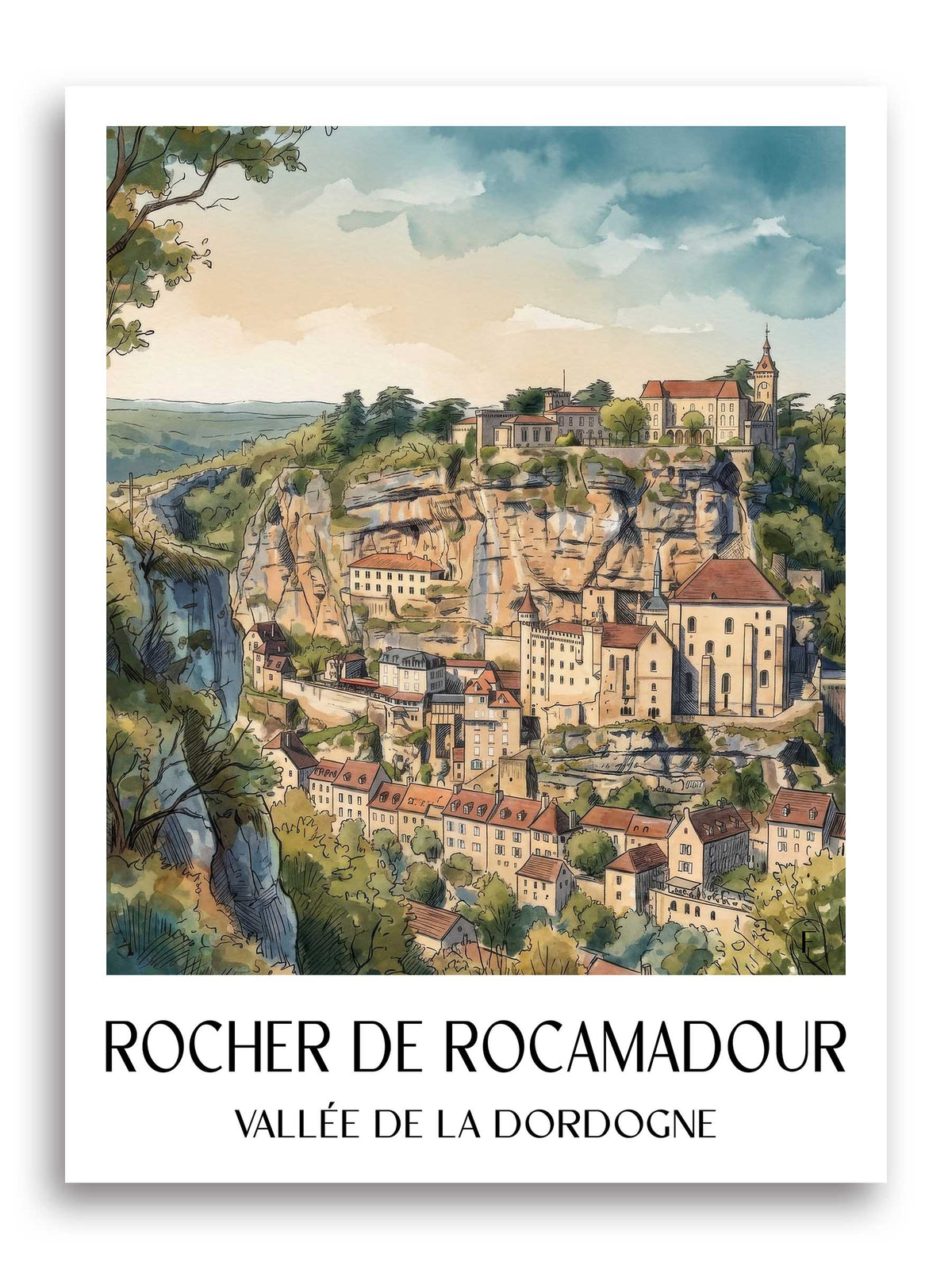 rocher-de-rocamadour-vallée-de-la-dordogne-frankreich-poster-aquarell