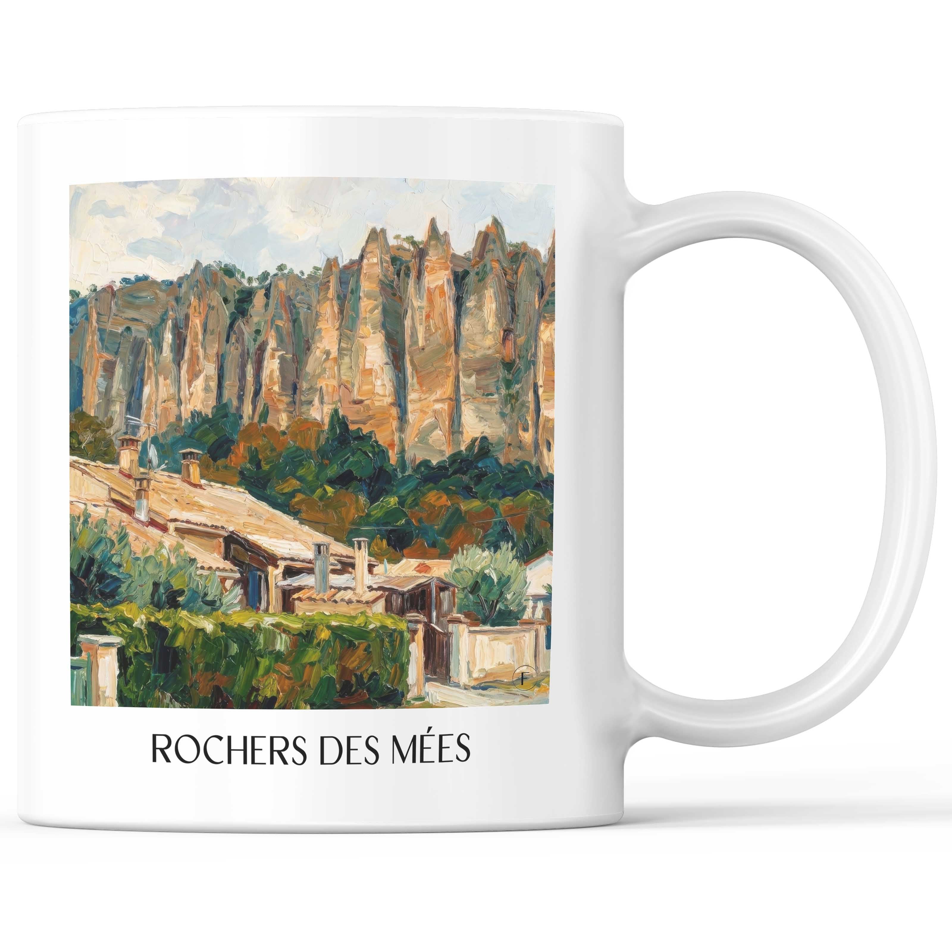 Rochers des Mées Kaffeebecher - Provence - Frankreich Becher - Kaffeetasse im Ölgemälde Stil - favplace