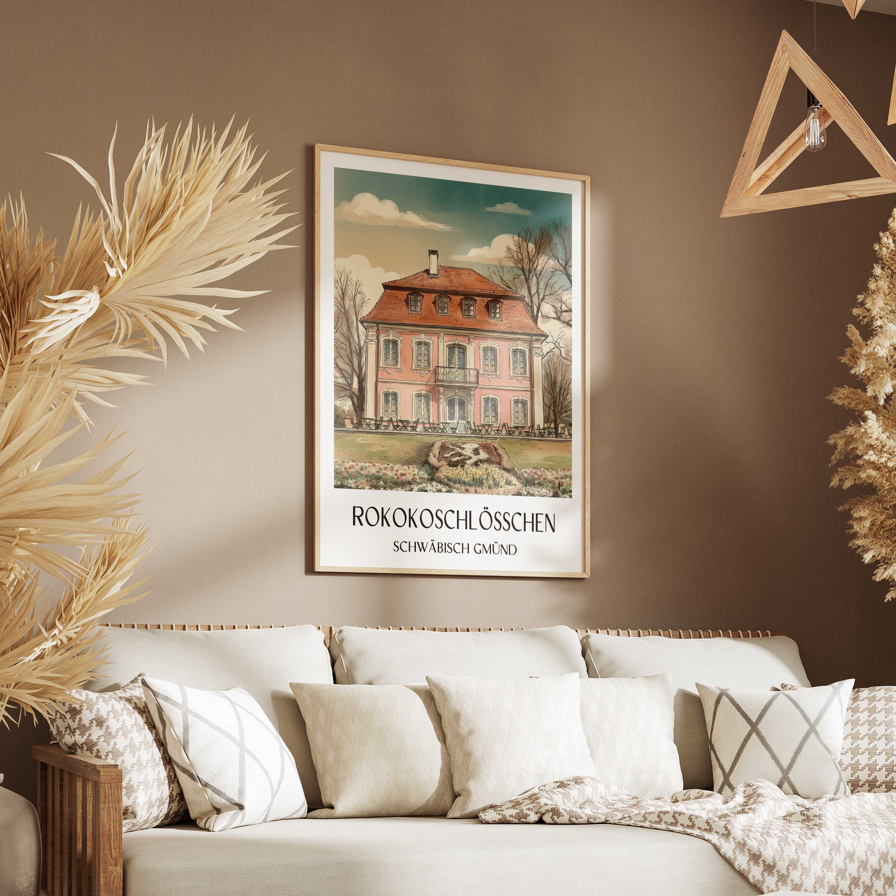 rokokoschlösschen-schwäbisch-gmünd-deutschland-poster-aquarell