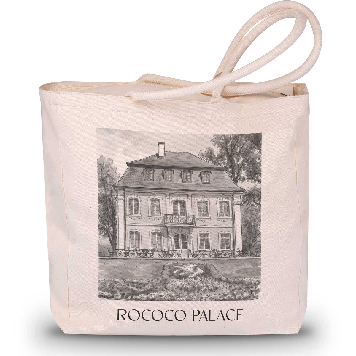 Rokokoschlösschen Shopping Tasche - Schwäbisch Gmünd - Deutschland Tote Bag - Einkaufstasche im Aquarell Schwarz-Weiß Stil - favplace