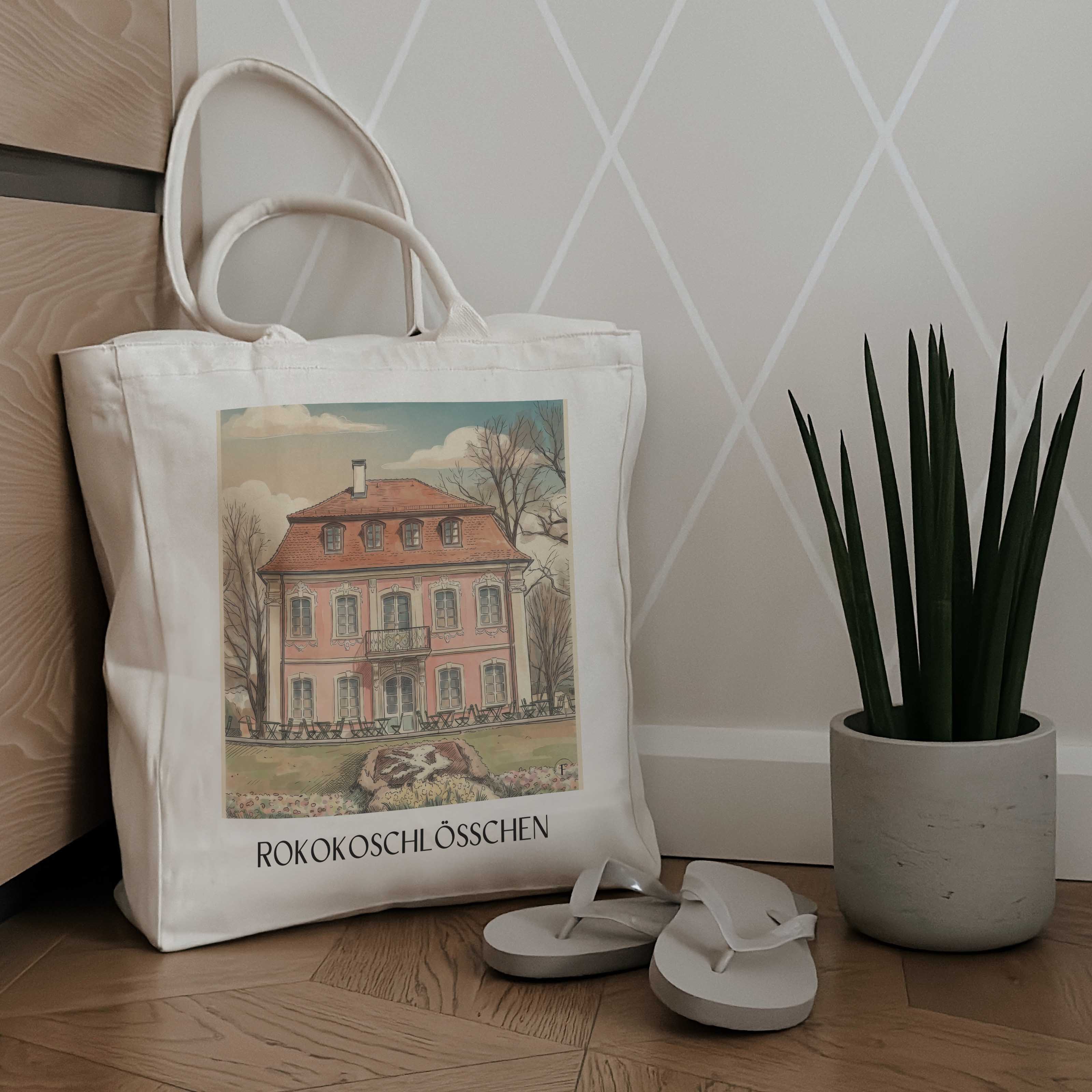 rokokoschlösschen-schwäbisch-gmünd-deutschland-einkaufstasche-aquarell